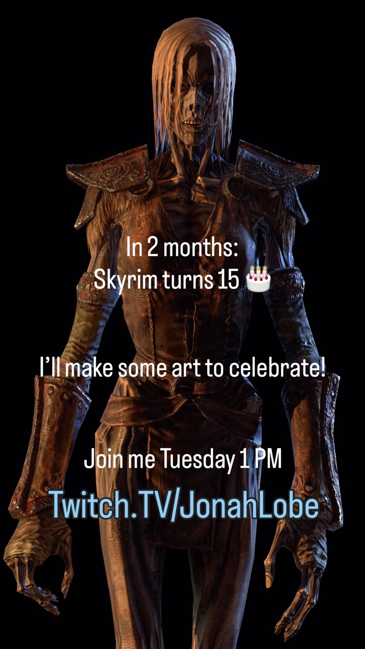 I want to make a piece of art to celebrate Skyrim’s 15-year anniversary, so I’m going to start working on that tomorrow! Join me??
(I’ve been waiting silent for too long… It’s time to jump back into the fray.)
.
.
.
#skyrim #gameart #fanart #drawing #fantasyart