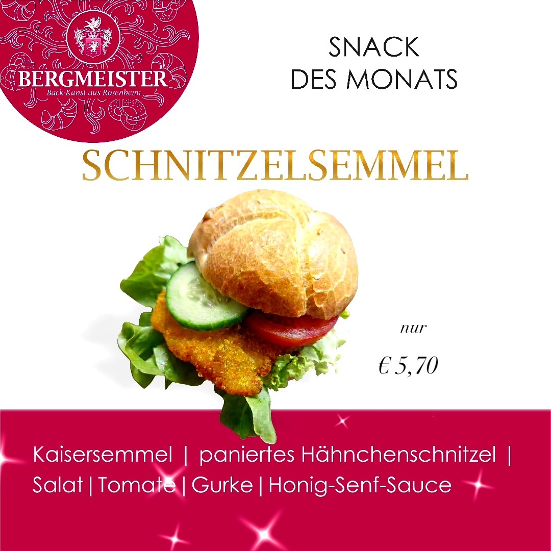 🥪 **Snack des Monats im Oktober!** 🍂
Darf’s etwas Knuspriges sein? Unsere **Schnitzelsemmel** ist der perfekte Begleiter für die Mittagspause, unterwegs oder einfach für den kleinen Hunger zwischendurch! 😋
In einer frischen Kaisersemmel steckt ein goldbraun paniertes **Hähnchenschnitzel**, knackige Tomate, frische Gurke und grüner Salat. Abgerundet wird das Ganze mit unserer leckeren **Honig-Senf-Sauce** – süß, würzig und einfach unwiderstehlich! 🤩
Ob als schnelle Mittagspause, Snack für unterwegs oder kleiner Genuss zwischendurch: Diese Semmel macht garantiert satt und glücklich.
Und das Beste: Für nur **5,70 €** gehört sie dir! 🎉
Komm vorbei, probier unseren Snack des Monats und lass dir den Oktober schmecken. Wir freuen uns auf dich! ❤️
Dein BERGMEISTER Team
#BäckereiBergmeister #bergmeister #SnackDesMonats #Schnitzelsemmel #OktoberSnack #Lecker #Mittagspause #Hähnchenschnitzel #HonigSenf #leckerschmecker #handwerk #handwerkskunst #snacktime #snacking #brotzeit #angebot #monatsangebot #bäckerei #sparen #genuss #rosenheim #stadtrosenheim #kolbermoor #stephanskirchen #schlossberg #wasserburgaminn #wasserburg #neubeuern #badfeilnbach #feilnbach