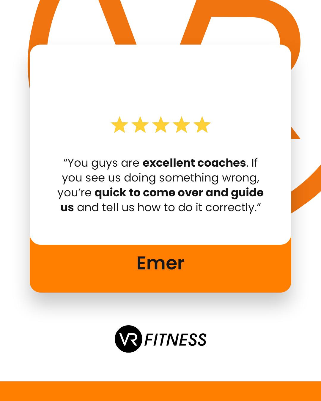 Good coaching makes all the difference. 💪
At VR Fitness, our coaches are there to guide you, correct your technique and make sure you feel confident with every movement.
No matter your starting point, you’re never left figuring it out on your own. 🧡