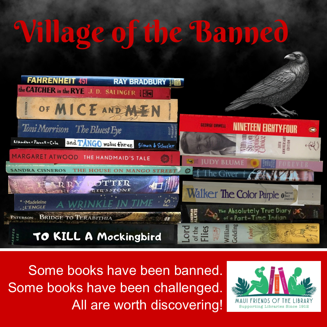 Maui Friends of the Library has an enormous, ever-changing inventory of clean, gently used books, including some of those banned books that may be harder to find than before. Come in today and see what you can find. It’s always an adventure here.👀🔭💡
Locations:
Kihei at 95 E Lipoa
Kahului at Queen Ka’ahumanu Center
Pu’unene at East Camp 5 Rd
Help us out! Every time you LIKE, SHARE and FOLLOW us on Facebook and Instagram it spreads the word in our community about our mission to improve literacy on Maui.
#MauiFriendsoftheLibrary #MFOL #MauiBooks #MauiBookstore #UsedBooks #Mauinonprofit #Hawaiianbooks #reader #booklover #books #reading #read #kidsbooks #usedbooks #Hawaiiana #Mauireads #Mauibooks #libraries #Mauilocal #bannedbooks