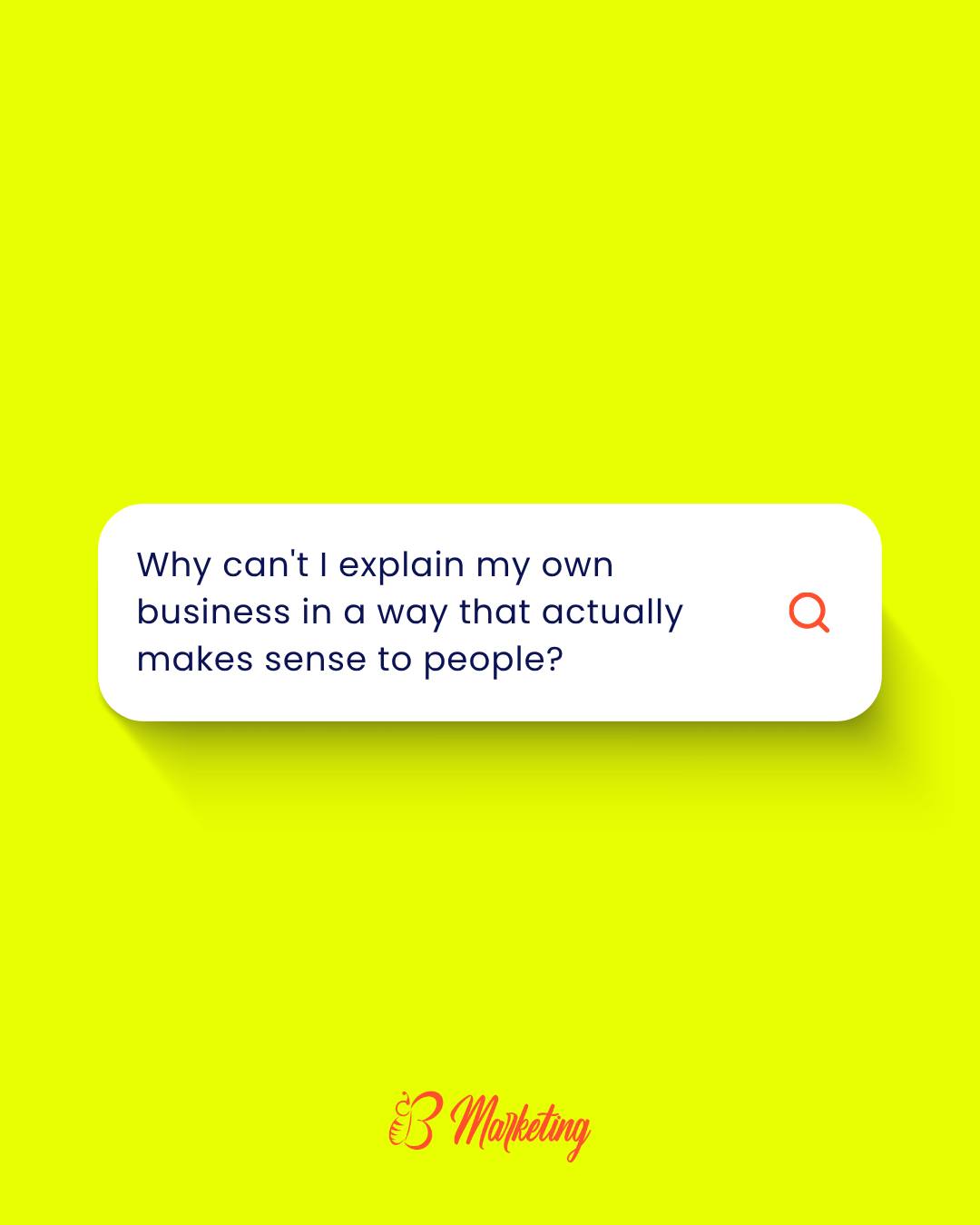 Why can't I explain my own business in a way that actually makes sense to people?
Because you're probably describing the result your client experiences, but not the tools or process you use.
Wait, that's backward; let me try again. ๐ The real answer: describe the result your client experiences, not the tools or process you use.
Here's the thing about industry terms. They feel professional to say, but your clients don't think in your vocabulary. They think in terms of their own life.
Nobody is searching for "myofascial release techniques." They're searching for "why does my back hurt when I wake up?"
Watch the difference:
๐ Instead of "I offer customized estate planning instruments," try "I make sure your family is taken care of, no matter what."
๐ Instead of "I provide pediatric sleep consulting using evidence-based methods," try "I help exhausted parents get their nights back."
๐ Instead of "I create custom floral installations and event design," try "I design the wedding flowers people are still talking about a year later."
Your process matters. Your tools matter. But they're the HOW, and your clients are buying the AFTER + WHY.
Quick gut check: read your website headline or Instagram bio out loud. Would your favorite client's neighbor understand it? If not, it might be time to translate.
Struggling to find the words for what you really do? That's one of our favorite puzzles to solve together.
Book a Curiosity Call: www.thebmarketing.com/call
#BMarketing #SmallBusiness #MarketingTips #Branding #Messaging