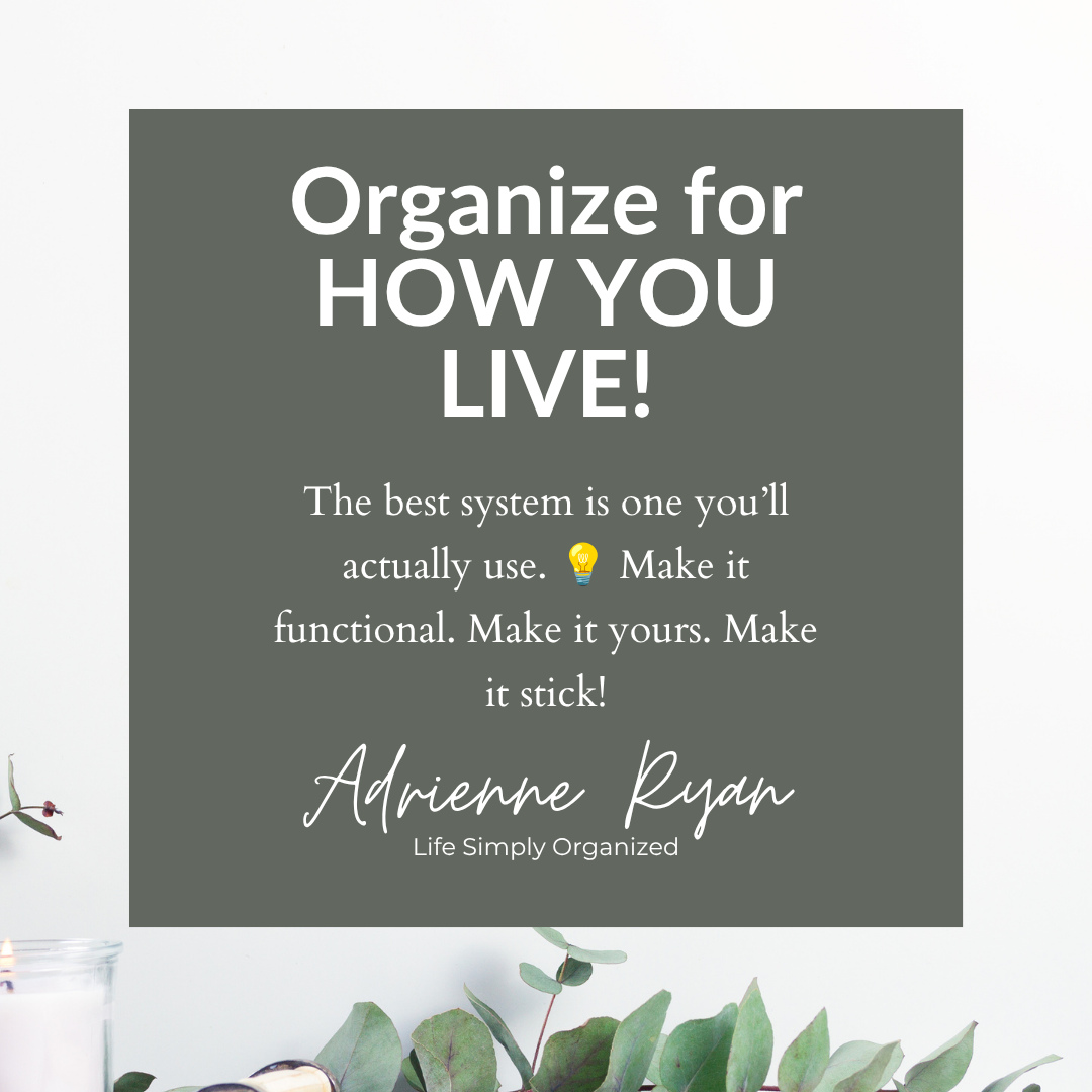 ⨠CUSTOM TIP: Stop organizing for the āperfectā homeāorganize for YOUR home!ā
ā
The best organization system isnāt necessarily the prettiest one. Itās the one that works with your routines, your space, and your everyday life. šā
ā
Think about:ā
āļø What do you use most often?ā
āļø Where do you naturally put things?ā
āļø What makes putting things away easier?ā
āļø What system will you realistically maintain?ā
ā
Sometimes the right solution is as simple as moving an item closer to where you use it, adding a label, choosing the right-sized bin, or making frequently used items easier to reach.ā
ā
⨠Your home should work for YOUānot the other way around!ā
ā
#HomeOrganization #OrganizationTips #OrganizingTips #CustomOrganization #OrganizedHome #HomeOrganizing #ProfessionalOrganizer #OrganizationGoals #Declutter #Decluttering #FunctionalOrganization #OrganizedLife #HomeGoals #SimplifyYourLife #LifeSimplyOrganized
