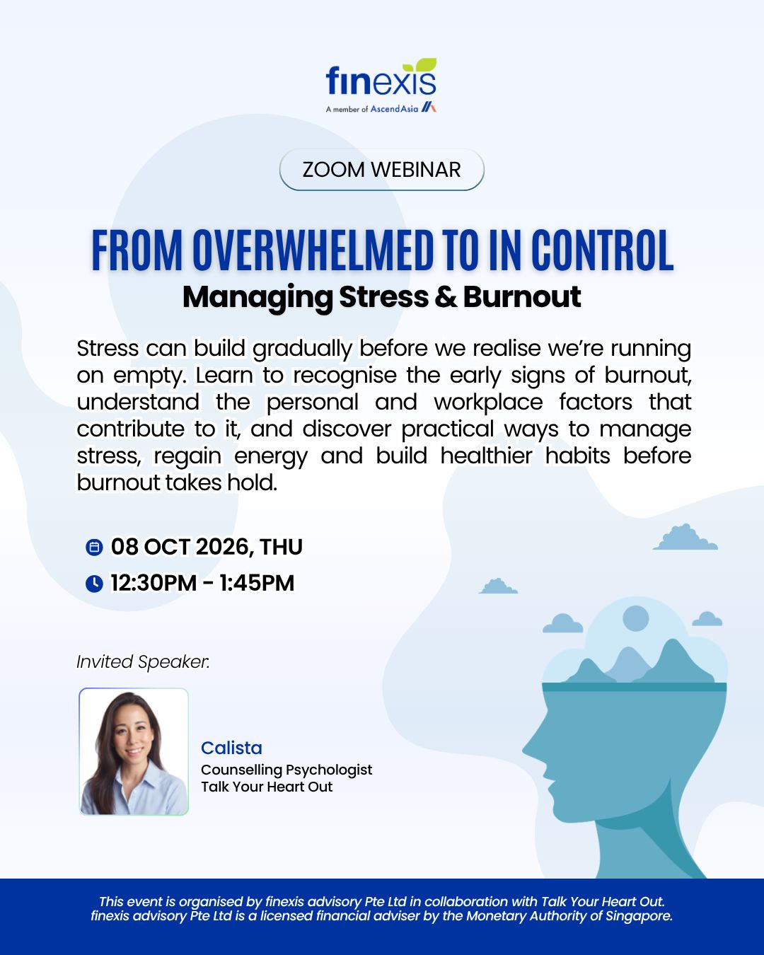 🧠 Before burnout catches up with you… Join us for “From Overwhelmed to In Control”, a practical session on recognising stress, managing burnout and getting your energy back.
Comment if you'd like to join!