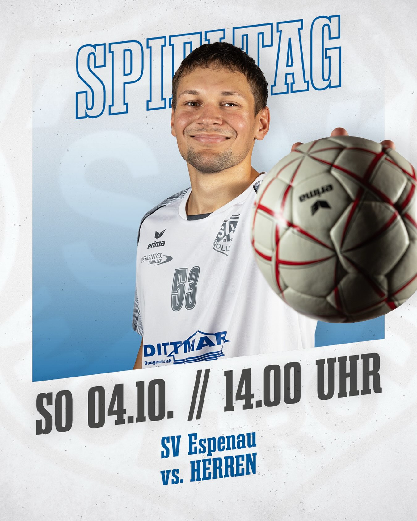 ⚪️ Weißes Ballett vor Aufsteiger-Duell ⚪️
Am kommenden Sonntag steht für uns die nächste Auswärtsaufgabe auf dem Plan. Um 14:00 Uhr sind wir beim Mitaufsteiger SV Espenau gefordert. 💙🤍
Wir freuen uns auf jeden blau-weißen Fan, der uns auch bei dieser Auswärtsaufgabe begleitet und lautstark unterstützt. 🫶🏼
Auf geht’s, ihr Blau-Weißen! 💙🤍
🆚 @sv_diebodis_espenau
📅 Sonntag, 04.10.2026
⏰ 14:00 Uhr
📍 Sporthalle Espenau
🏠 Goethestraße 11, 34314 Espenau