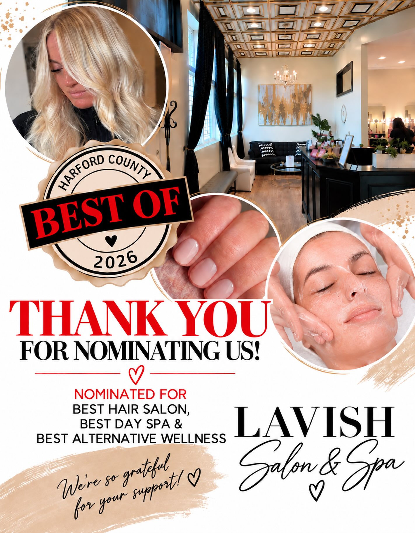 ☕️☔️ Good morning everyone!
🗳️If you happen to be sipping your coffee & scrolling this morning your favorite Lavish ladies would so appreciate you taking a moment to vote for them for Best Hair Salon, Best Day Spa & Best Alternative Wellness! We wish we could vote for you right back as the BEST CLIENTS EVER!!🙏❤️ LINK IN BIO