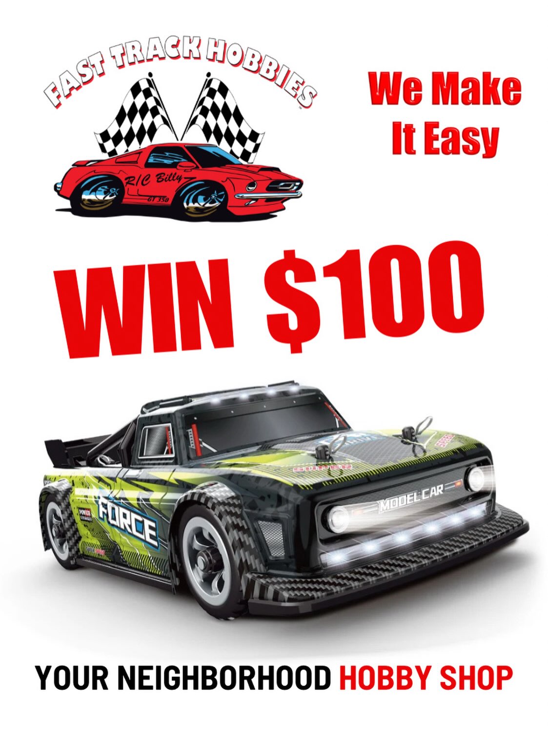 Got a hobby you love? Show it off! π
Fast Track Hobbiesβ Hobbyist Spotlight Contest is your chance to share what you are building, racing, flying, painting, collecting, or creating with the community. Every month we feature a new hobbyist, and all entries are entered into a year-end drawing for a $100 Fast Track Hobbies gift card.
To enter, send us:
β’ A short story about your hobby (around 100β300 words)
β’ A few photos of your hobby
β’ Your first name and best contact information
Send entries by the 10th of each month to:
Marketing@FastTrackHobbies.com
We want to see what you are working on!
#rocklinca #familyfun #fasttrackhobbies #hobbyshop #rosevilleca