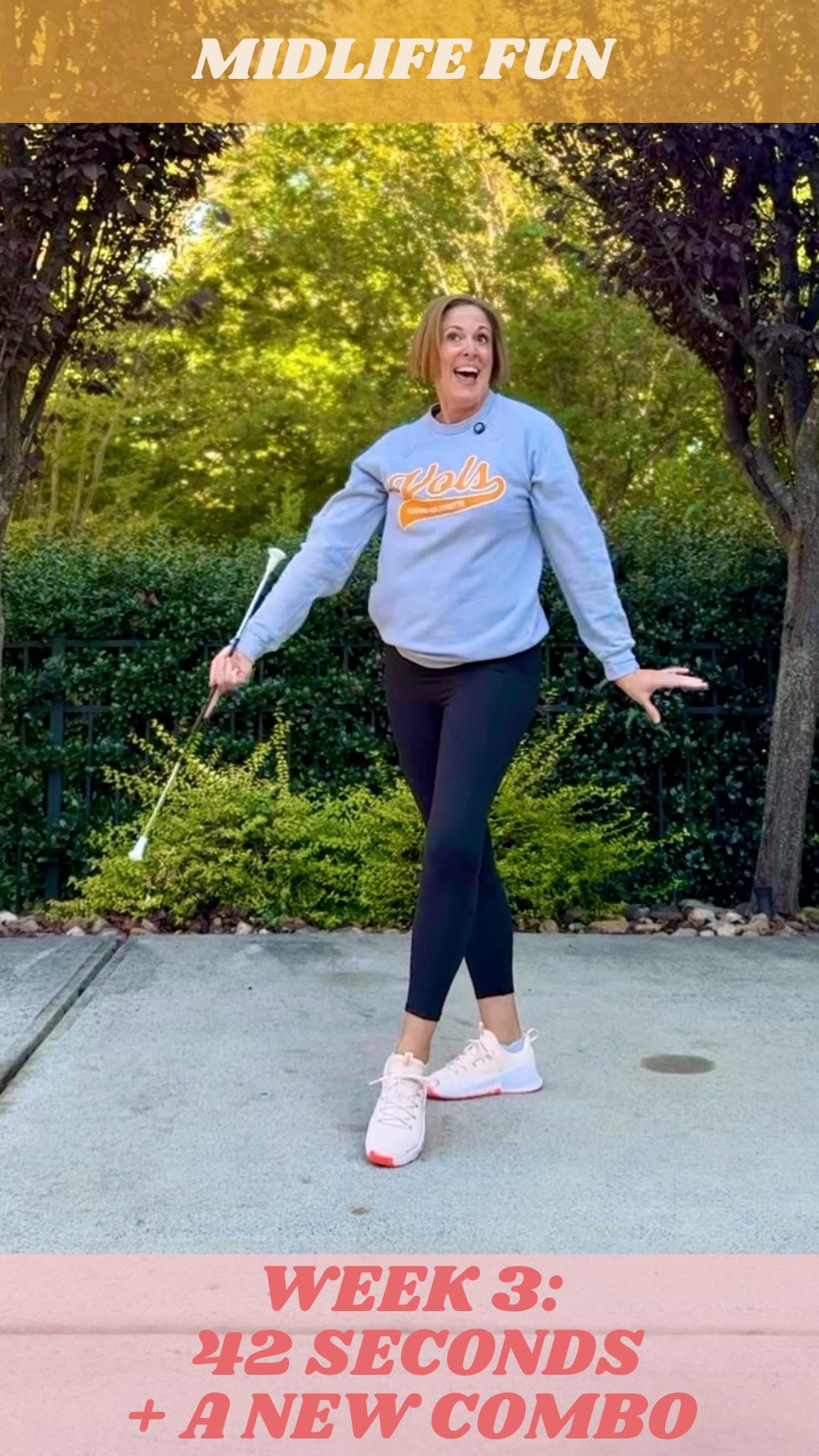 Week three is complete… and yes, I stayed upright! 😂🍊
Last week, Tennessee scored 42 points against Kennesaw State, which meant 42 seconds of the Bird for me. Then I tackled another brand-new baton combination.
When I realized it was a short one, I thought I had this week’s combo in the bag. But short definitely didn’t mean simple!
This combo was such a fun challenge and put skills I haven’t used in 35 years to the test. It took a lot of rewinding, plenty of practice and one midlife modification… but I finally put it all together. 😜
Three weeks into this challenge, I’m remembering just how much I love twirling and learning something new. I may need a little more patience with myself these days, but that makes getting it feel even better.
Now we wait to see how many seconds the Vols give me for next week. Any predictions? 🍊
GO BIG ORANGE! BEAT TEXAS! 🍊
Inspired by: @jessicatwirls
Baton combo: @annetta_lucero
#TennesseeVols #GoVols #BatonTwirling #WomenOver50 #Over50andFabulous