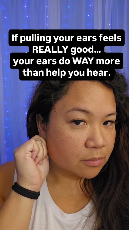 If pulling, rubbing or playing with your ears weirdly feels REALLY good…there may be a reason you keep doing it. 👂
Your ears do way more than help you hear.
Your inner ear provides your brain with important information about movement, balance and where your head is in space.
But here's the part I want you to pay attention to:
Try the ear pull I'm doing in this video.
Slowly. Don't yank on it.
Then stop and notice.
Did anything change?
Your breathing?
Your muscle tension?
How you feel sitting there?
Maybe absolutely nothing?
That response is what I'm interested in.
I don't believe every nervous system exercise works for every brain + body.
I want you to learn how to test → notice → reassess so you can start figuring out which inputs YOUR system actually responds to.
That's the kind of weird brain + body connection I teach here.
I'm Sara Becker, neuro physical therapist, and I help medically dismissed adults understand and ease their symptoms through the lens of neurology.
Follow @Releaseology if you want to understand more of the things your body does that nobody ever explained to you.