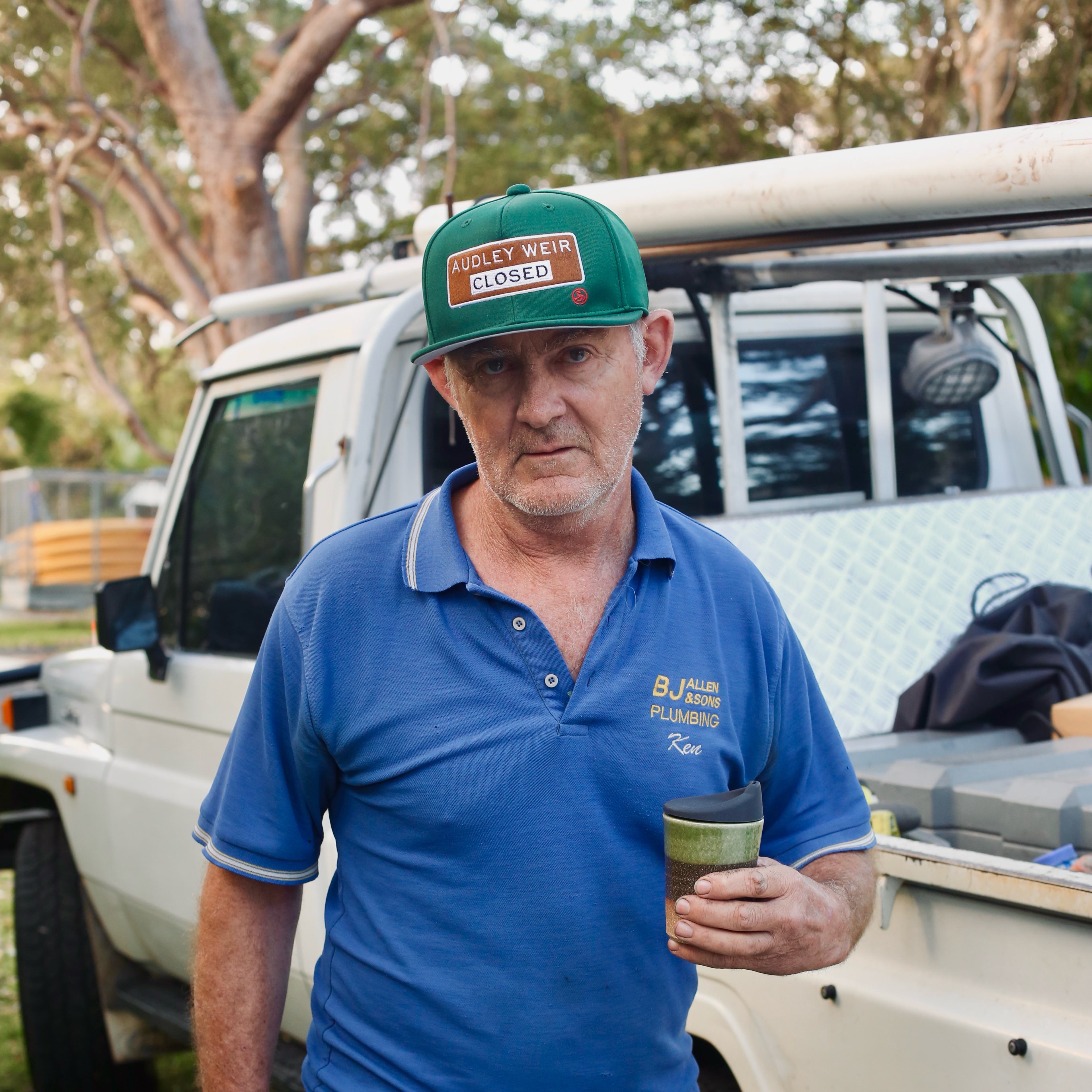ZUKO Open Studio this Sunday! Part of @bundeena.art.trail 10am-4pm. Let’s hope the Audley Weir is open. Ken is Bundeena’s most wanted plumber and uses a ZUKO reusable ceramic travel cup. “AUDLEY WEIR CLOSED”🧢 available on Sunday.