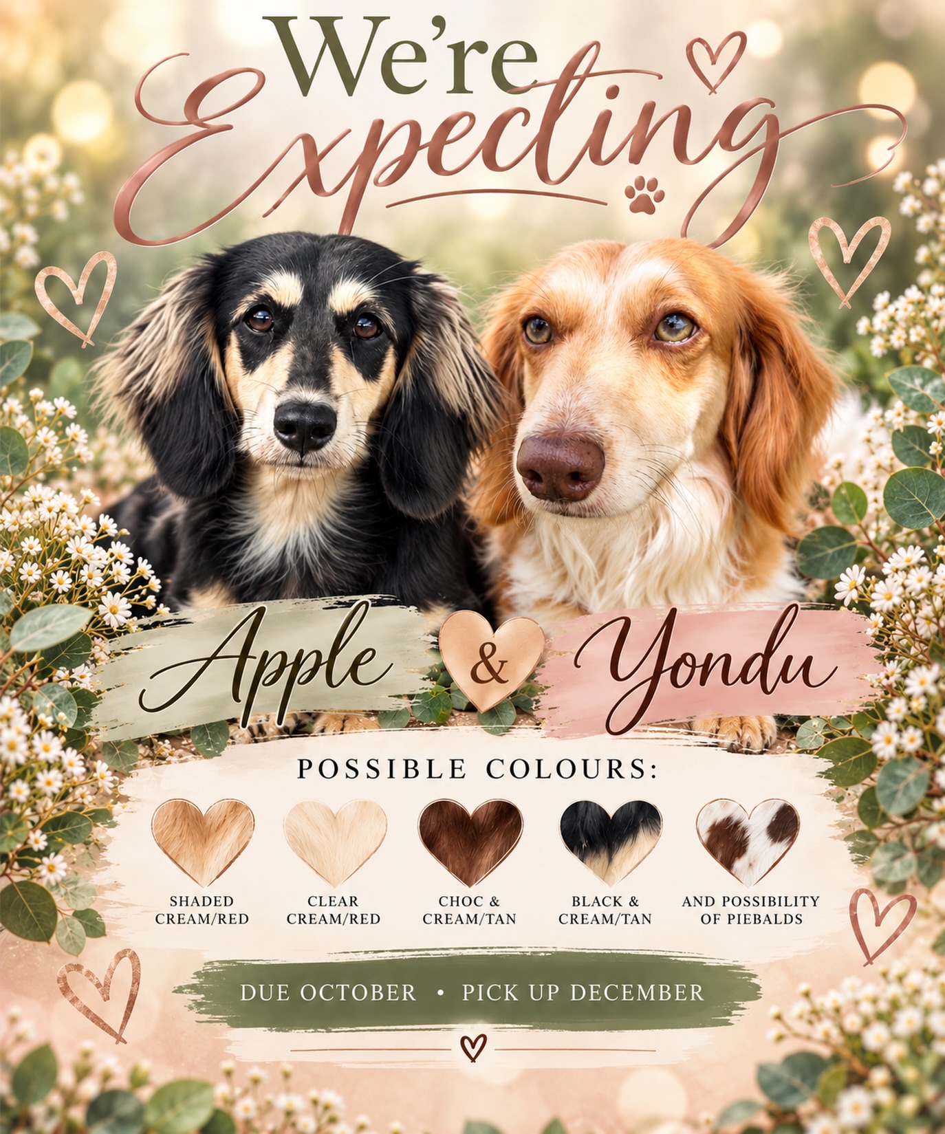 The stork is coming … so excited for this litter 🧡#puppies #puppy #dachshund #minidachshund