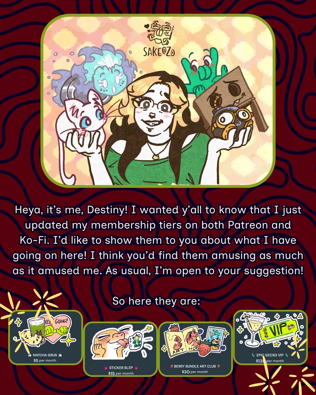 What do you think of them?? Does this excite you, or do you have anything better for me that'd be more on-brand of me in your mind? Let me know! Thank you so much.
Check it out here: https://www.sakeozo.com/links