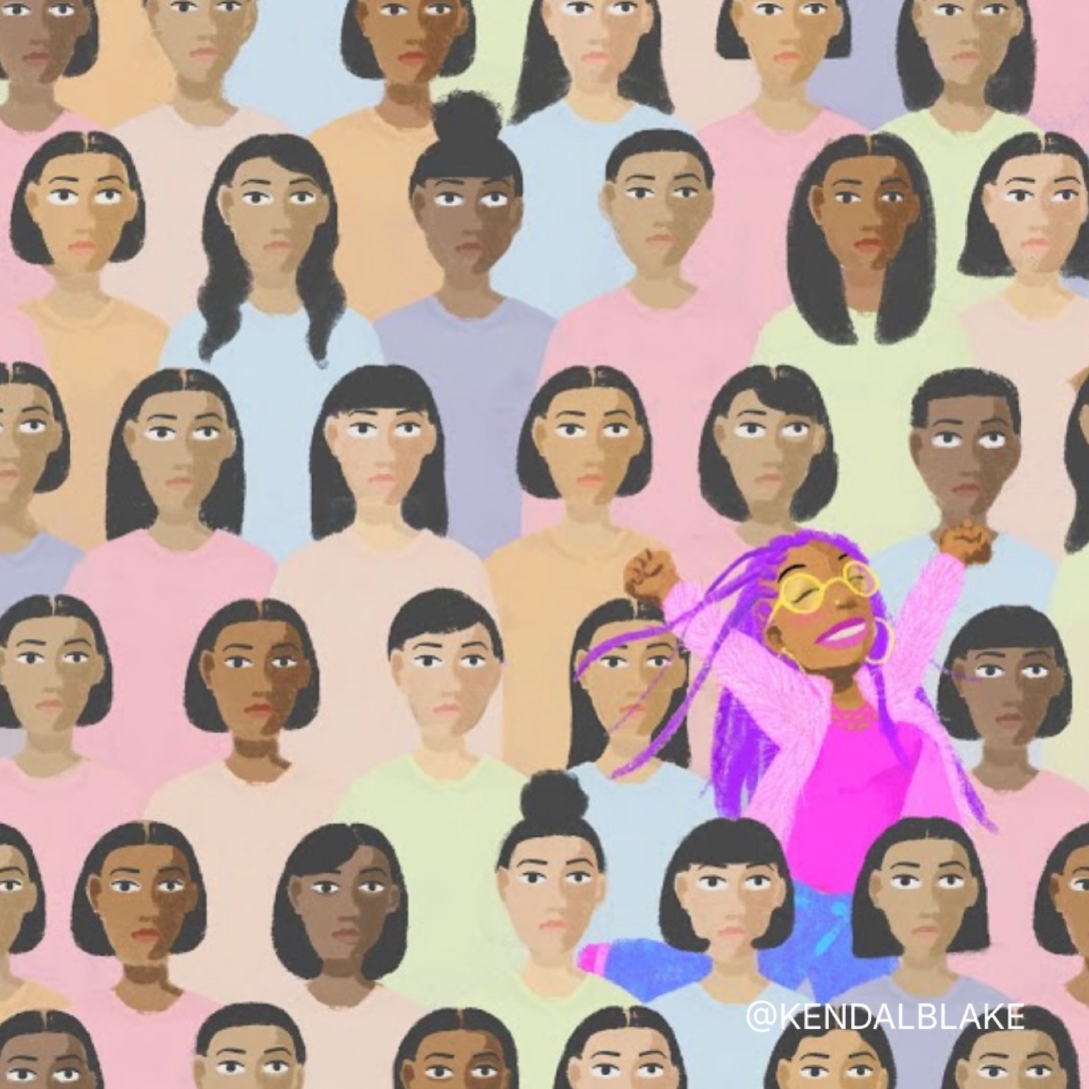 Blessed & highly favoured 💖 don’t forget to count your blessings today. 🙏🏽
It’s so much more freeing to be yourself than to try to fit in. 🤸🏽♀️✨
That was the idea behind the first illustration. It is something I did in college for an assignment. I was struggling to figure out my style back then but I find this drawing funny to look back on because it clearly shows I knew.