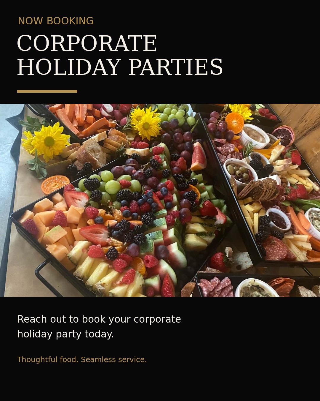 Give your team something worth celebrating. ✨
Whether you’re planning an intimate office gathering or a larger corporate holiday party, Indulge can create a thoughtful catering experience designed around your team, venue and vision.
From custom grazing tables and cocktail-style menus to festive buffets, plated dinners and bar service, we’ll help you bring the celebration together with great food and seamless service.
Holiday dates fill quickly. Reach out today to reserve your preferred date and begin planning your corporate celebration.
#CorporateHolidayParty #HolidayPartyCatering #CorporateCatering #OfficeHolidayParty #KitchenerEvents #KWCatering #EventCatering #IndulgeCatering