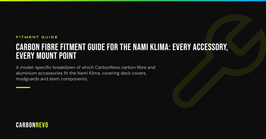 Every mount point on the Nami Klima, mapped out for carbon fibre fitment. No guesswork, no wasted parts. Just precision.
#CarbonRevo #NamiKlima #CarbonFibre #ElectricScooter #ScooterUpgrade #AftermarketParts #RideLight