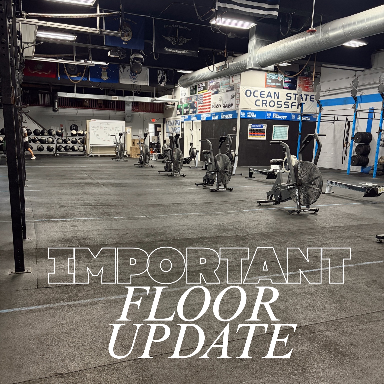 🚨 IMPORTANT FLOOR UPDATE 🚨
Beginning tomorrow, after the 9 AM class, all classes will be held in the Boot Camp Room while the main floor undergoes a full redo!
🚫 Please do not step onto the main floor during construction. There will be wet concrete, new rubber flooring being installed, and more work taking place.
With the temporary space being limited, please make sure you are registering for class ahead of time so our coaches can plan accordingly.
We’ll keep everyone updated and let you know as soon as construction is completed!
We’re very excited for this new improvement and can’t wait for you all to see the finished floor! 💪
