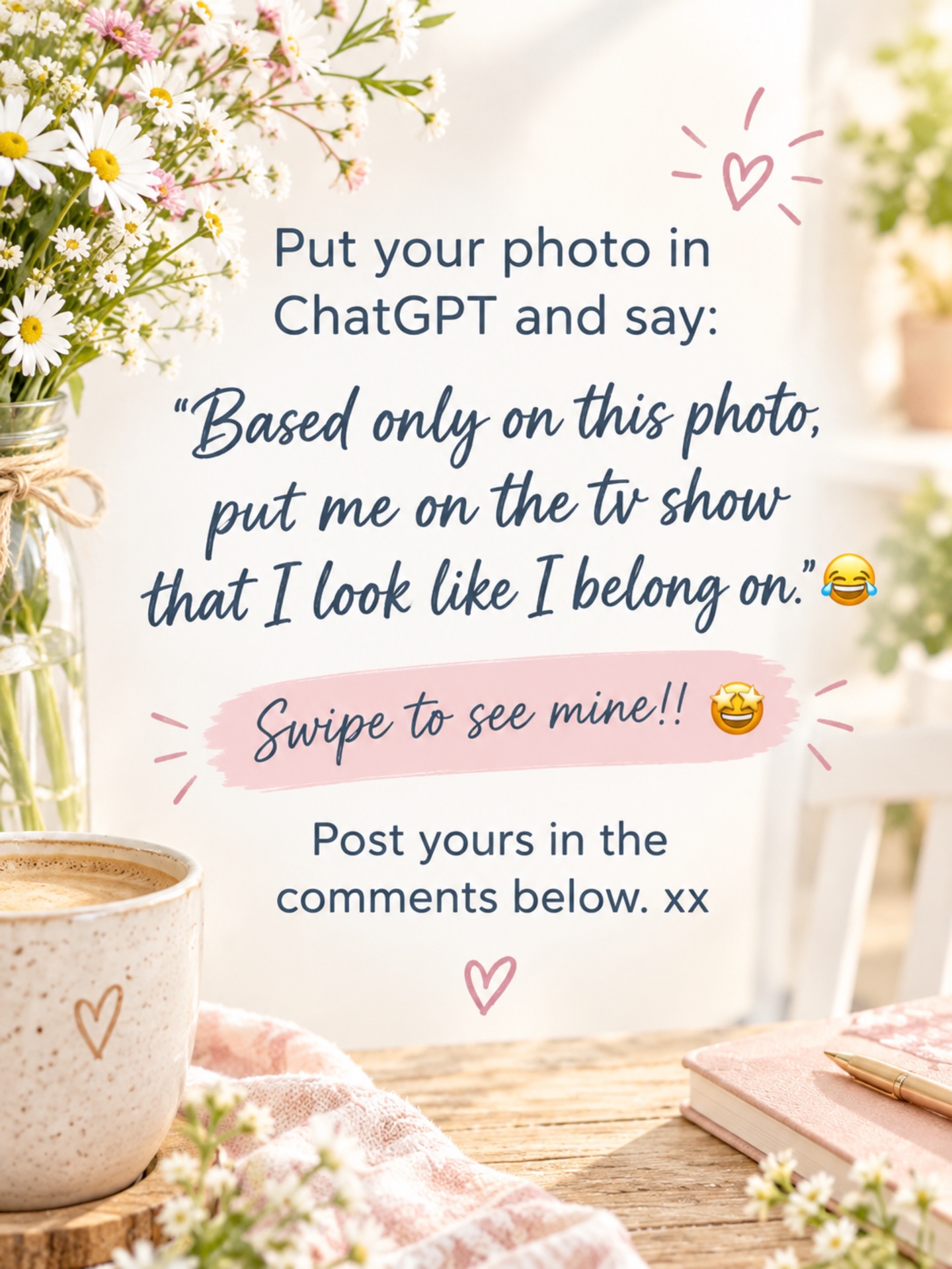 Always in the kitchen 😅😂 I put a plain photo of me into ChatGPT, and it added an apron and the rest 😂 What did you get?? Share it in the comments xx
#photochallenge
#chatgptchallenge
#chatgpttrend
#instagramchallenge
#commentbelow