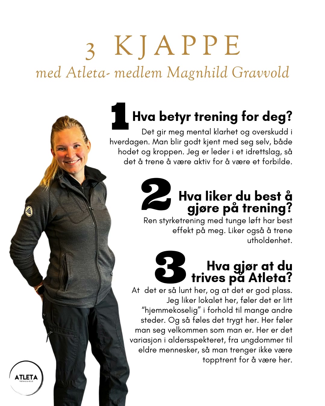 3 kjappe med Atleta- medlem Magnhild Gravvold !🌟
Takk for praten! 😊
▪️
▪️
▪️
▪️
▪️
--------------------
#atletatreningoghelse #surnadal #nordmøre #rindal #folkehelse