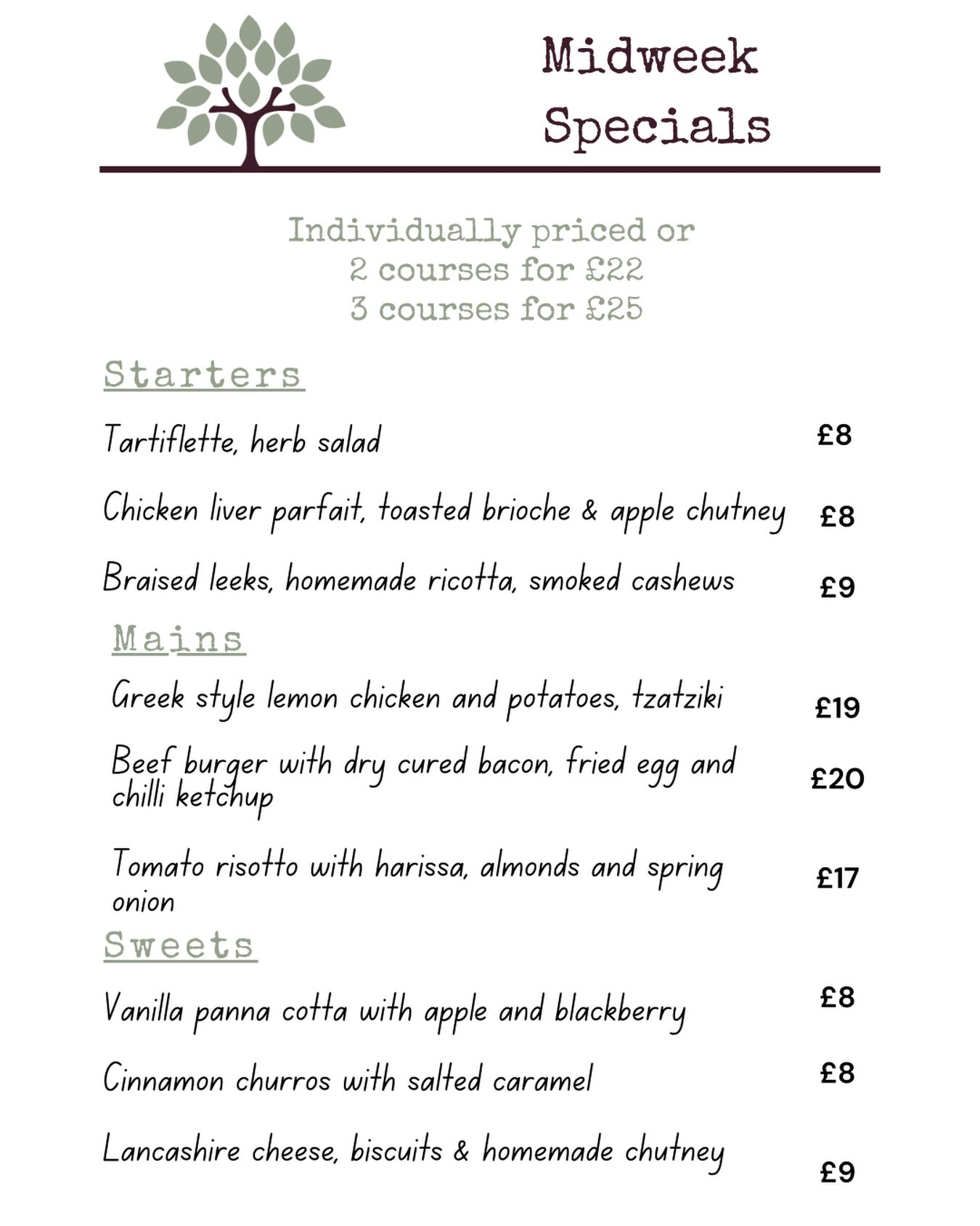 ✨ This weeks Midweek Specials ✨
#yewtreeinn #rivington #anglezarke #lancashireeats #chorleyeats