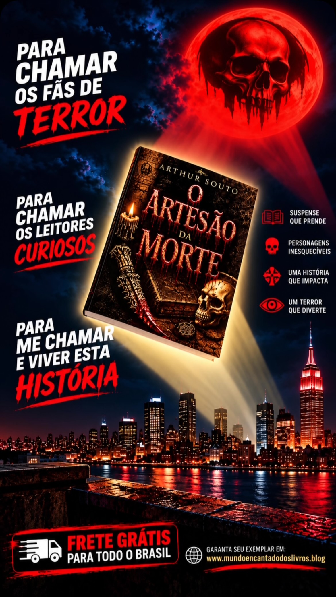 🩸📖 PARA CHAMAR OS FÃS DE TERROR... basta abrir O ARTESÃO DA MORTE.
Mistério, suspense, personagens marcantes e uma história sombria em que o passado insiste em cobrar seu preço. 🔪💀
E o melhor: FRETE GRÁTIS PARA TODO O BRASIL! 🇧🇷📦
🔥 Você teria coragem de conhecer os segredos do Artesão?
🌐 www.mundoencantadodoslivros.blog
#OArtesãoDaMorte #ArthurSouto #LiteraturaDeTerror #TerrorBrasileiro #livrosdeterror