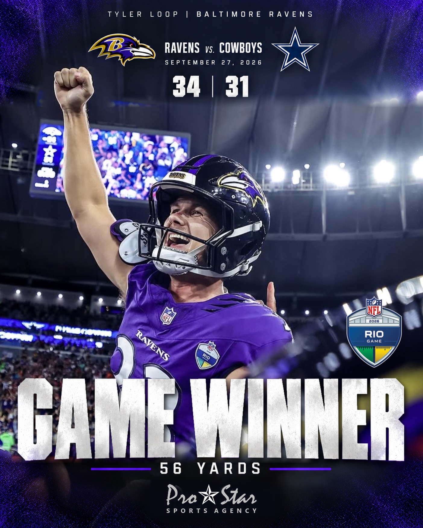 @tyler_loop with the walk off game winner from deep in Rio 🔥 @nflbrasil !
#prostarfamily