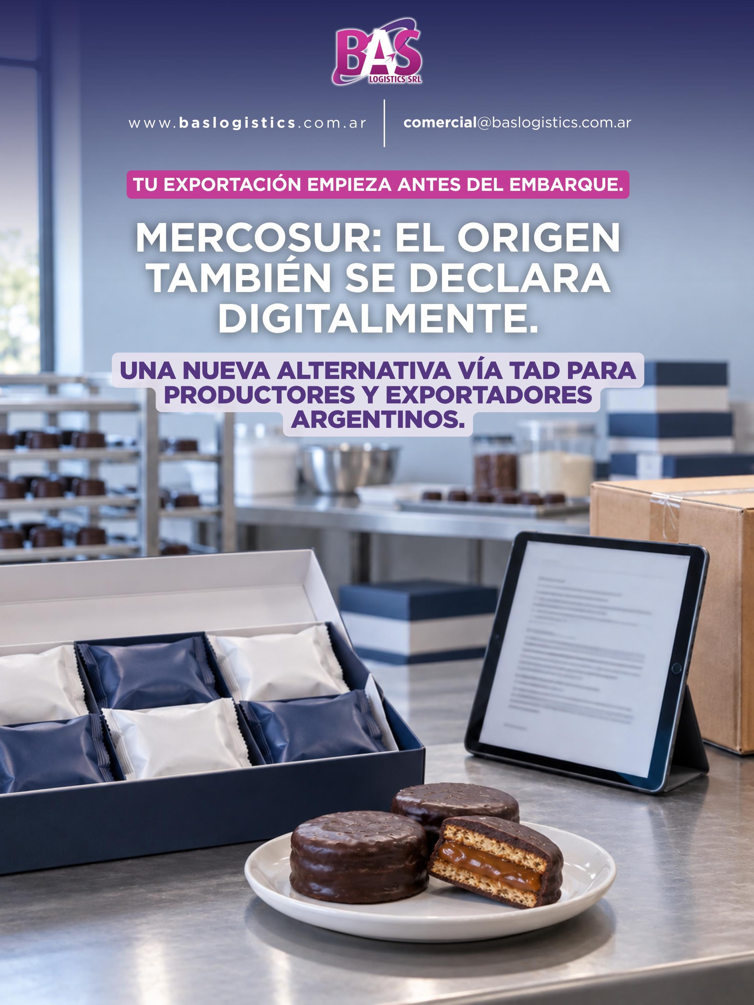 🌎 Una novedad para quienes exportan al MERCOSUR.
Desde el 26 de septiembre, productores y exportadores argentinos cuentan con una alternativa para acreditar el origen de sus mercaderías mediante una declaración generada en TAD.
La herramienta no reemplaza los requisitos de origen: la información declarada y su respaldo siguen siendo fundamentales.
En BAS acompañamos la planificación logística y la coordinación documental de cada operación.
📩 Consultanos para organizar tu próximo embarque.
#BASLogistics #MERCOSUR #Exportaciones #ComercioExterior