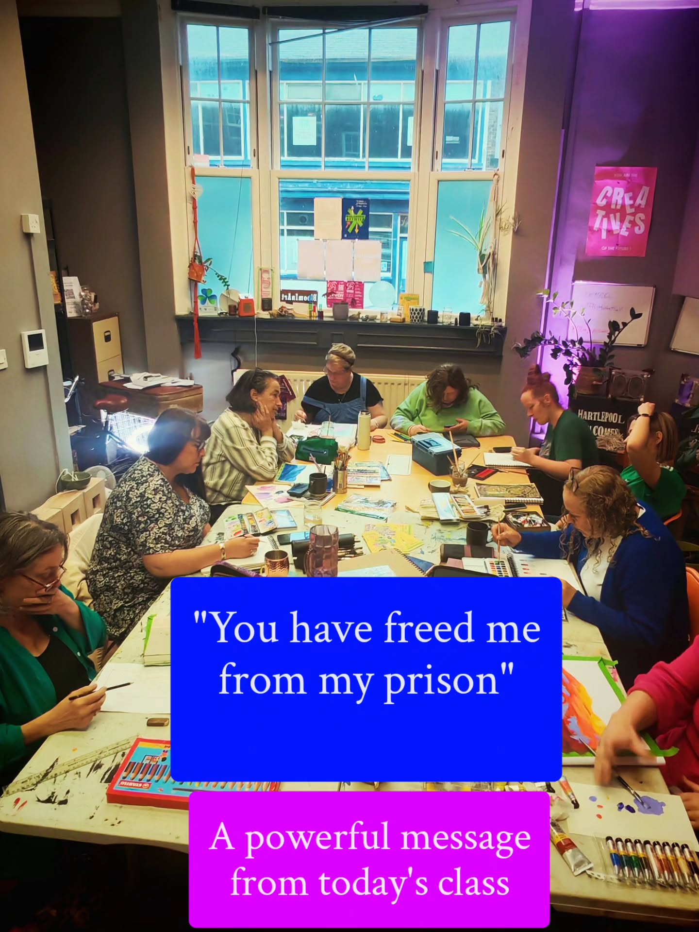 "You have freed me from my prison"
It hit hard - I cried.
I felt it deeply.
You never know what's happening with other people and today was a reminder of that.
How wonderful that I can provide a space for some healing❤️
#artclass #hartlepool #hartlepoolart