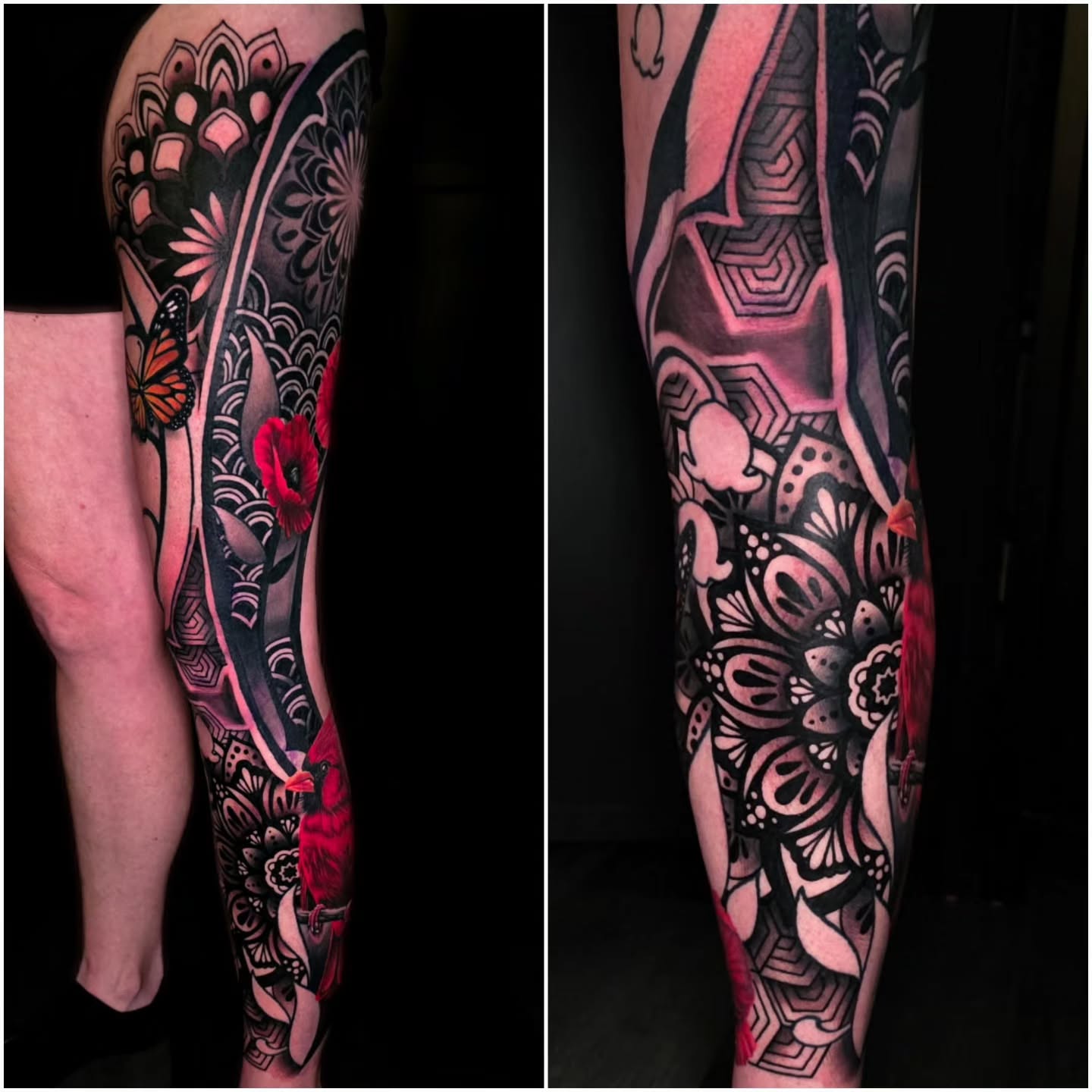 Addition to geometric leg sleeve by J.J. @j3ink