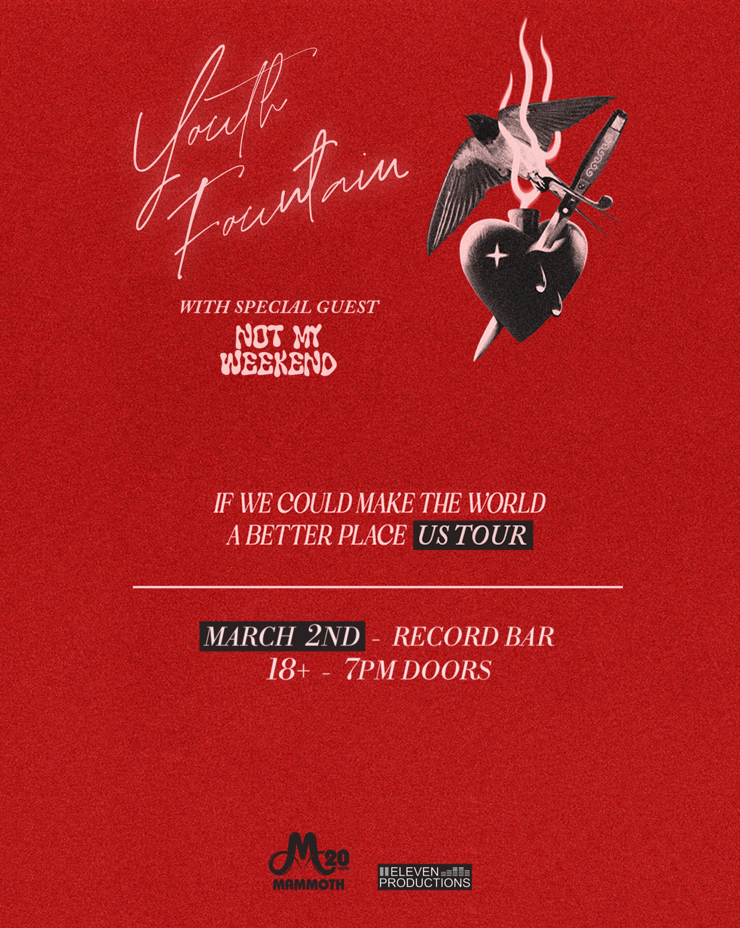 Just Announced: @youthfountainmusic at @recordbar on March 2!
Tickets are on sale Friday at 12pm on Ticketmaster.