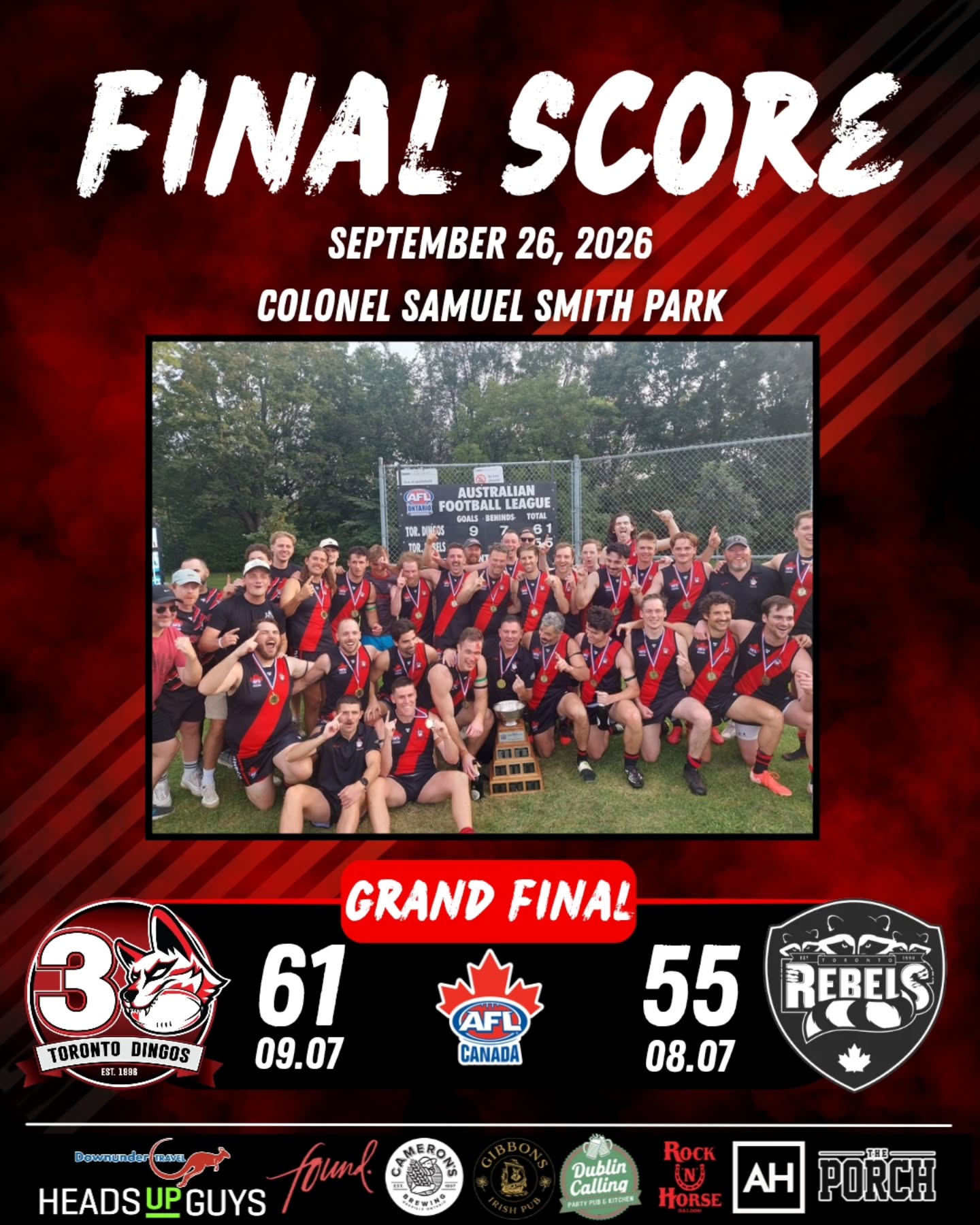 🔴⚫️ The Toronto Dingos are the 2026 AFL Ontario Premiers!
#AsAPack