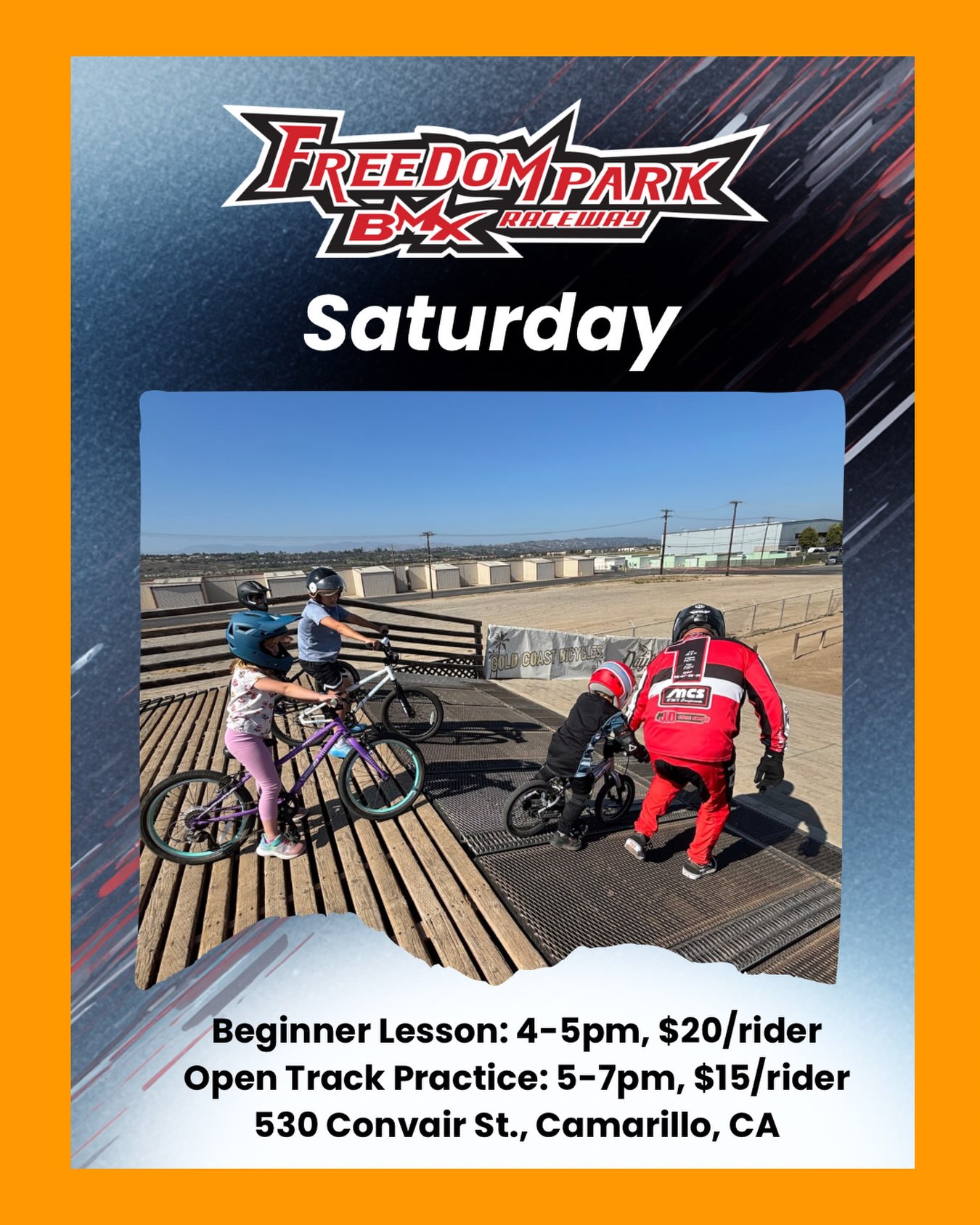 Saturday at Freedom Park BMX!
Beginner lesson: 4-5pm, $20/rider. Includes open track after the lesson. We have a special guest coach for today’s lesson - Hall of Fame racer Eric Rupe! Come start your BMX journey and learn from one of the greatest to do our sport!
Open track practice: 5-7pm, $15/rider.
Riders need their own bike in good working condition, closed toed shoes, and a helmet. No training wheels, pegs, or e-bikes.
See you at the track!
#freedomparkbmx #camarillo #venturacounty #kidsactıvıtıes #bmx