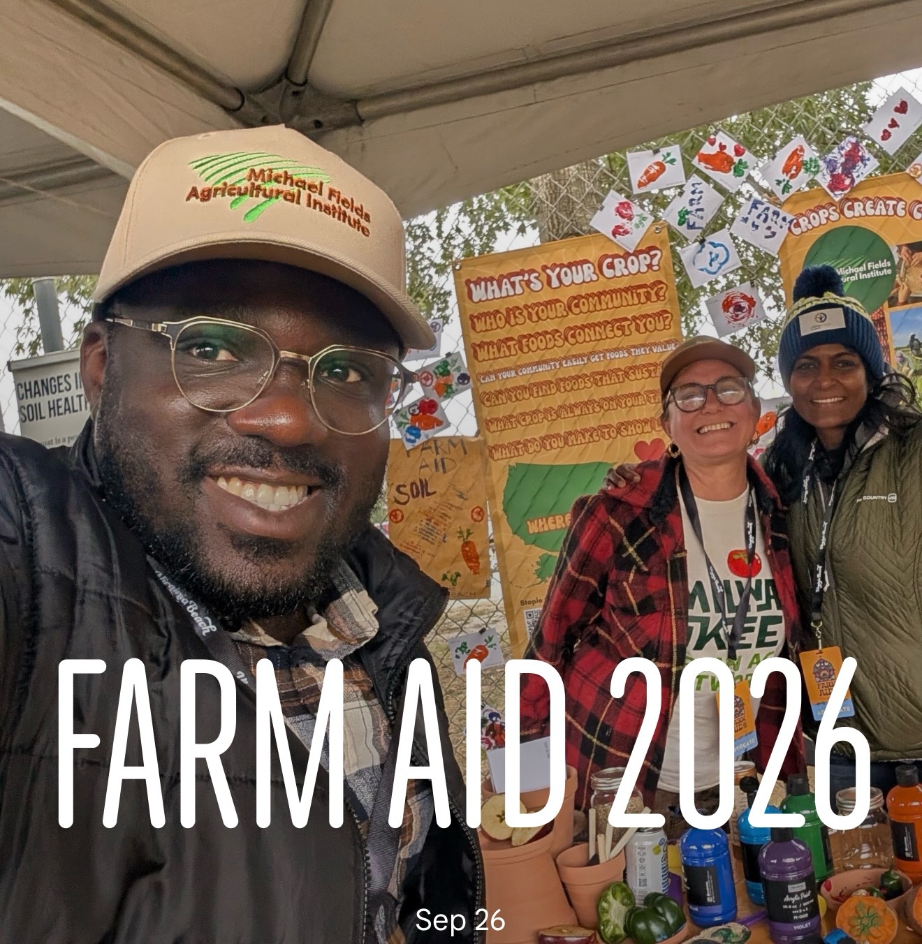 MFAI staff had a blast at @farmaid this weekend in Virginia Beach - a literal blast because they experienced the nor’easter pounding the coast. At our exhibit in the Homegrown Village we invited visitors to make Crop Art and chatted about staple crops, alternative grains, Farm to School, and other initiatives we are working on. Many thanks to Dr. Success Okafor, our ag economics policy analyst, Dr. Esther Durairaj, our Education Director, and Christine Johnson, our farmer education coordinator, for holding down the booth - and to all who stopped to make sweet potato print postcards and celebrate crops that create community!
Our staff were there prior to the festival for several days of training and collaboration on farm advocacy and farmer financial technical assistance, and we are so grateful to Farm Aid for convening this gathering of ag organizations.
The Farm Aid festival welcomes tens of thousands of guests every year, and the proceeds provide direct support grants to farmers and farm organizations. MFAI receives some of this financial support! You can still watch performances, buy merch, and make a donation at FarmAid.org. We ❤️ Farm Aid! 🇺🇸