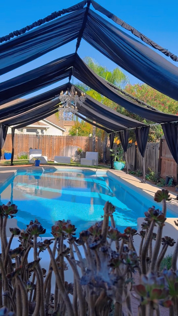 Turning a pool into a statement piece. đ¤
Black draping suspended over the pool with three elegant chandeliers â designed purely for aesthetics, drama, and that unforgettable WOW factor. đ
Sometimes itâs not about covering a space⌠itâs about transforming it.
#EventDraping #PoolDraping #LuxuryEvents #EventDesign #BlackDraping ChandelierDecor WeddingInspiration EventTransformation SacramentoEvents BrilliantLounge