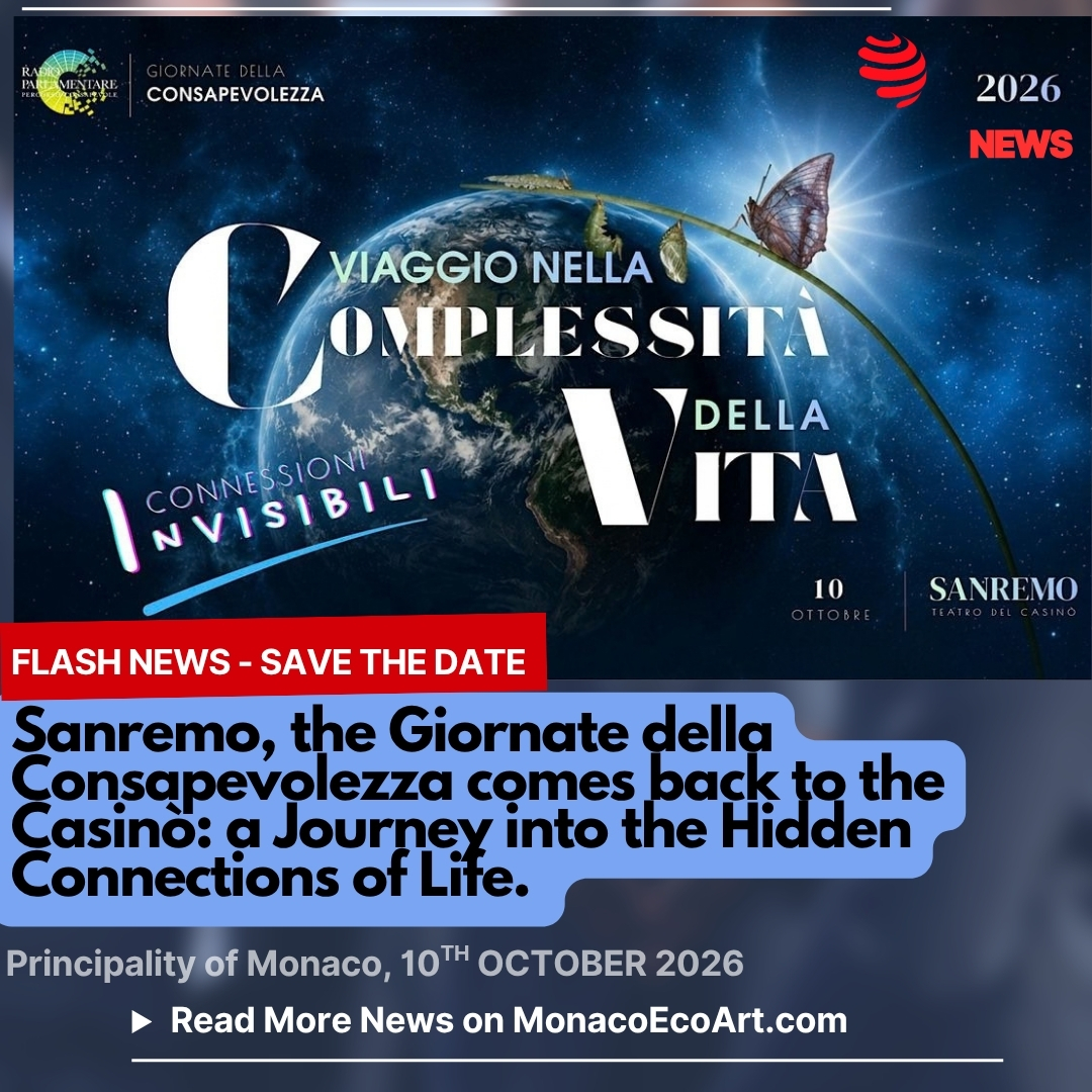 🦋🌱🧠MonacoEcoArt.com #savethedate #debate #life #sustainability #connections Science, Art and the Invisible Connections of Life Sanremo is preparing to welcome the #Giornate della #Consapevolezza for the second consecutive year, with the #event returning to the Teatro dell’Opera at the Casinò di Sanremo @casinosanremo_eventi on Saturday the 10th October 2026 from 5.00 pm to 7.45 pm.
Created by Cristina Del Tutto and produced by @radioparlamentare – Percorso Consapevole, the initiative brings #scientific #communication closer to the public through an interdisciplinary approach. Its programme explores themes including #climatechange, #biodiversity, #marine #ecosystems and the complex relationships that connect life on Earth.
Rather than presenting science through a conventional series of lectures, the production combines scientific research, live #music, #visual performances and multimedia #content to create a shared narrative about the #networks and #relationships that underpin life. The journey spans an extraordinary range of #topics, from the forces governing the Universe and the dynamics of the planet to ecosystems, microorganisms, biological systems, the brain and consciousness. Six internationally recognised scientists will take part in a relay of scientific contributions, exploring different aspects of the interconnectedness of life, notably: Caterina Lanfredi, a member of the board of the @tethys_research Research Institute and scientific coordinator of the Pelagos Cetacean Sanctuary Research project. Her contribution will focus on marine ecosystems and cetaceans, connecting the scientific discussion with research carried out in the Pelagos Sanctuary. The initiative is supported by the @regioneliguria, the @comune_di_sanremo , Casinò di Sanremo and @lamialiguria, with the contribution of @hotelnazionalesanremo 📸 © Radio Parlamentare: Official poster - Layout and Contents by: © MonacoEcoArt.com