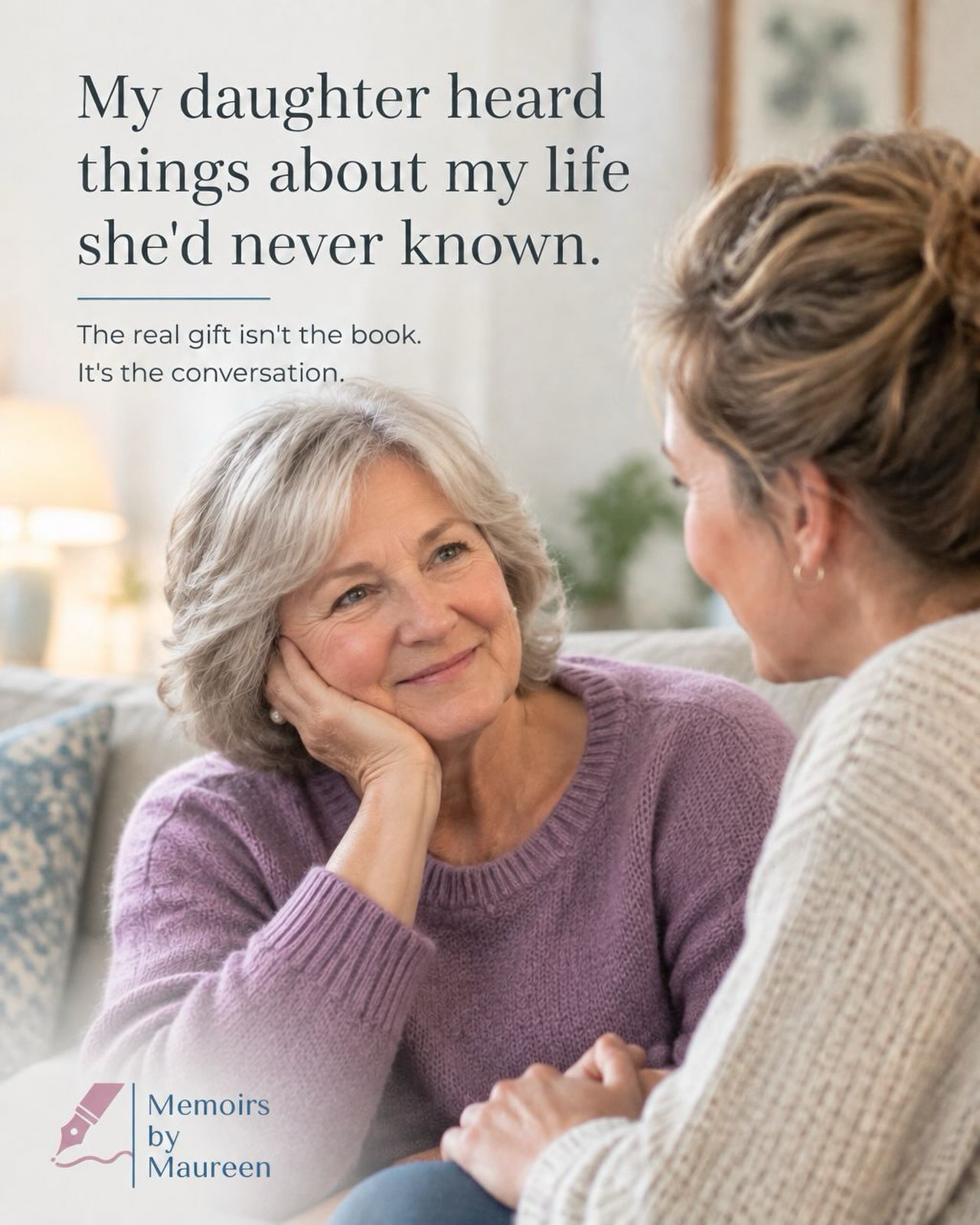 This is what happens when I sit down with a family and ask the right questions.
A daughter learns her mom’s story-the parts she never heard at the dinner table. A son discovers why his dad made the choices he did.
Grandparents’ voices get captured in their exact words, not filtered through someone else’s memory.
The finished keepsake book is beautiful. But here’s what nobody expects: the real transformation happens in the interview room, before the design work even starts. That’s where understanding deepens. That’s where families actually *see* each other.
I’ve watched it happen over and over. Someone sits across from me, starts talking about a pivotal moment, and their adult child hears it for the first time. Suddenly there’s context. Compassion. Connection that wasn’t there before.
If your family has untold stories-the funny ones, the hard ones, the ones that explain who you really are-I’d love to help you capture them. Not just for the book (though that’s a treasure). But for the conversations that bring you closer.
Reach out if you’re curious about how this works. I’m here to help your story become something your family holds onto for generations.
#MemoirsByMaureen #FamilyStories #LifeStories #memories