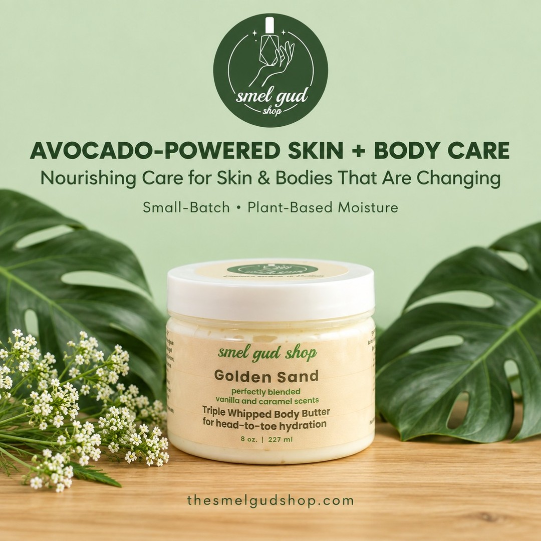 Avocado-powered care for skin & bodies that are changing. 🥑✨
Small-batch, plant-based self-care handcrafted with intention and purposeful ingredients. Deep, lasting moisture and comfort you can feel every day.
Shop your daily ritual at thesmelgudshop.com (link in bio) 💚
%23TheSmelGudShop %23AvocadoSkincare %23CleanBeauty %23BodyButter %23SelfCareRitual %23PlantBasedBeauty %23SmallBatchSkincare