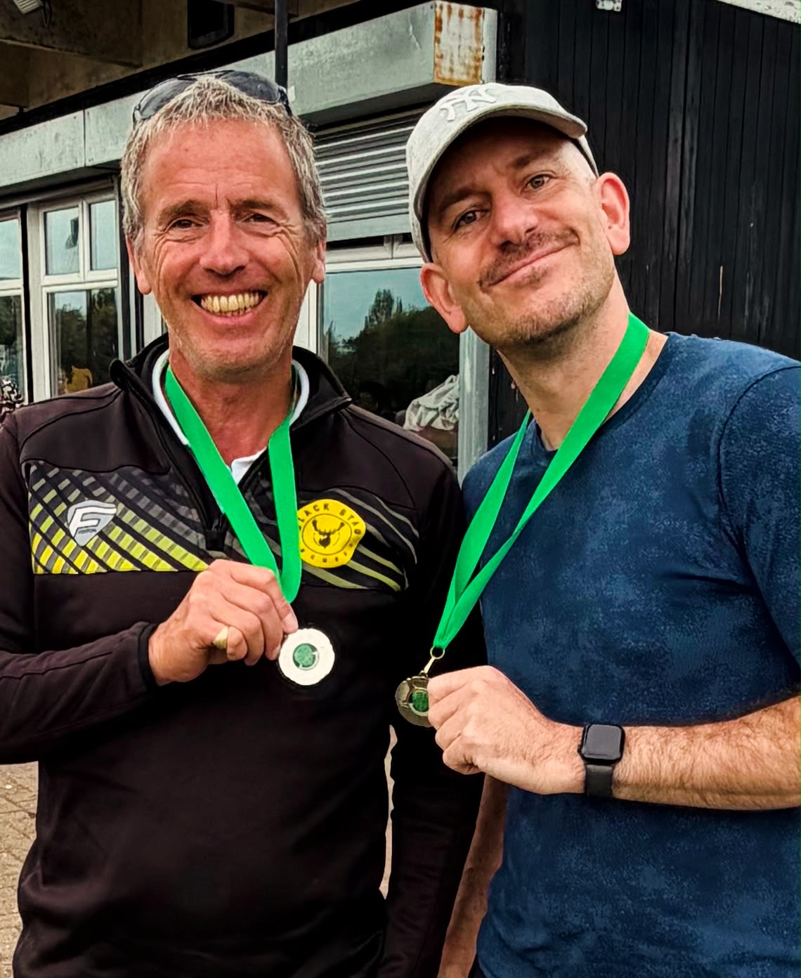 It turned out to be a great weekend for Black Stag Archers, with coaches Russell, Shaun and Amit competing at different events and bringing home Gold, Silver and Bronze!
Shaun took Gold and Russell Silver at today’s Ascham Bowmen Open Shoot, where they both shot a Double Warwick in the Gents Recurve division. Just look at how chuffed they are with their medals! 🥇🥈
Meanwhile, Amit claimed Bronze at the Malgrave Moonlight Shoot in the Gents Compound division, shooting Saturday night, in low light. Although his medal is lovely, he looks even more pleased with his burger! 🥉🍔
Well done, everyone!
#archery🎯 #archerygb #recurvearchery #compoundarchery #archeryclub
