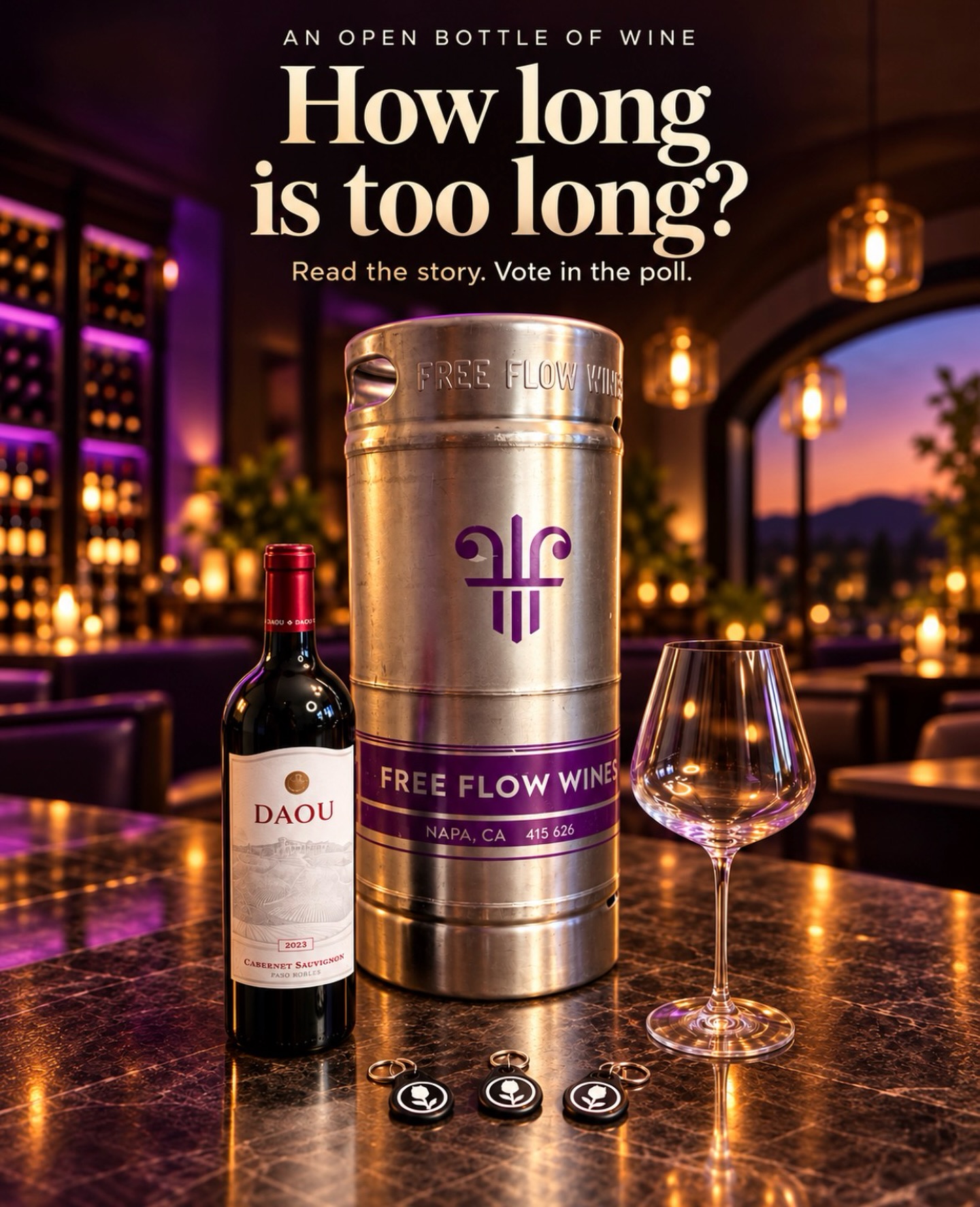A winemaker spends years shaping a wine. What happens between opening the bottle and pouring your glass should honor that work.
Last night, our founder, Seth, ordered a glass of premium California wine at a stunning and popular, but unnamed, restaurant. After tasting it, he learned the bottle had been opened five days earlier.
The wine had oxidized. He returned the glass and ordered an entire unopened bottle, which he enjoyed with his friend. His server understood and apologized.
But the experience raised a question: what if that glass had been someone’s first introduction to the winery?
They might never know what they were meant to taste.
Behind every wine are people who care about the details—the growing season, the harvest, the decisions that make it theirs. That care deserves to reach you.
The @daouvineyards bottle, @freeflowwines keg, and @thevinobarrel club keychains pictured here tell another story: different ways to bring people together around wine, with care for how it reaches the glass. It’s also why the @steelkegassociation work around reusable steel kegs matters to us. It’s also more sustainable for the planet!
As we build our social wine club, we want to give people a place to discover a favorite, share it with friends, and come back knowing the experience has been thoughtfully cared for.
The winemaker starts the story. Your glass should do it justice. 🍷
At a restaurant, how long after opening would you feel comfortable being served wine from a bottle that’s simply been re-corked?