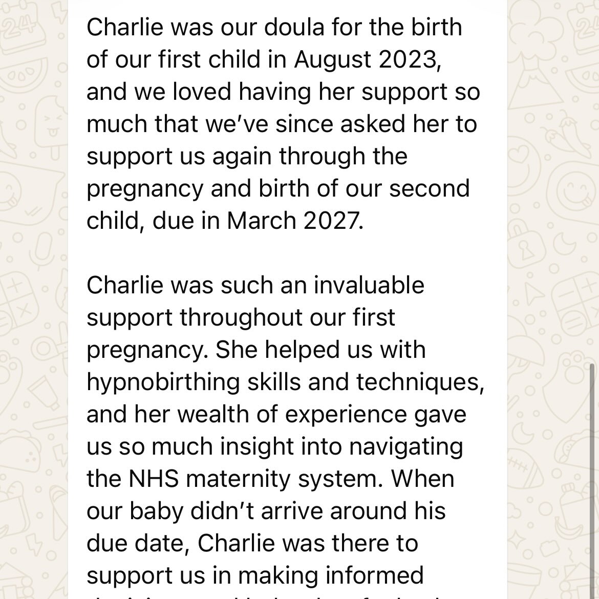 A testimonial that blew me away. Looking forward to meeting this already much loved sibling ♥️
#doula
#birthplanning
#newbaby
#antenatal