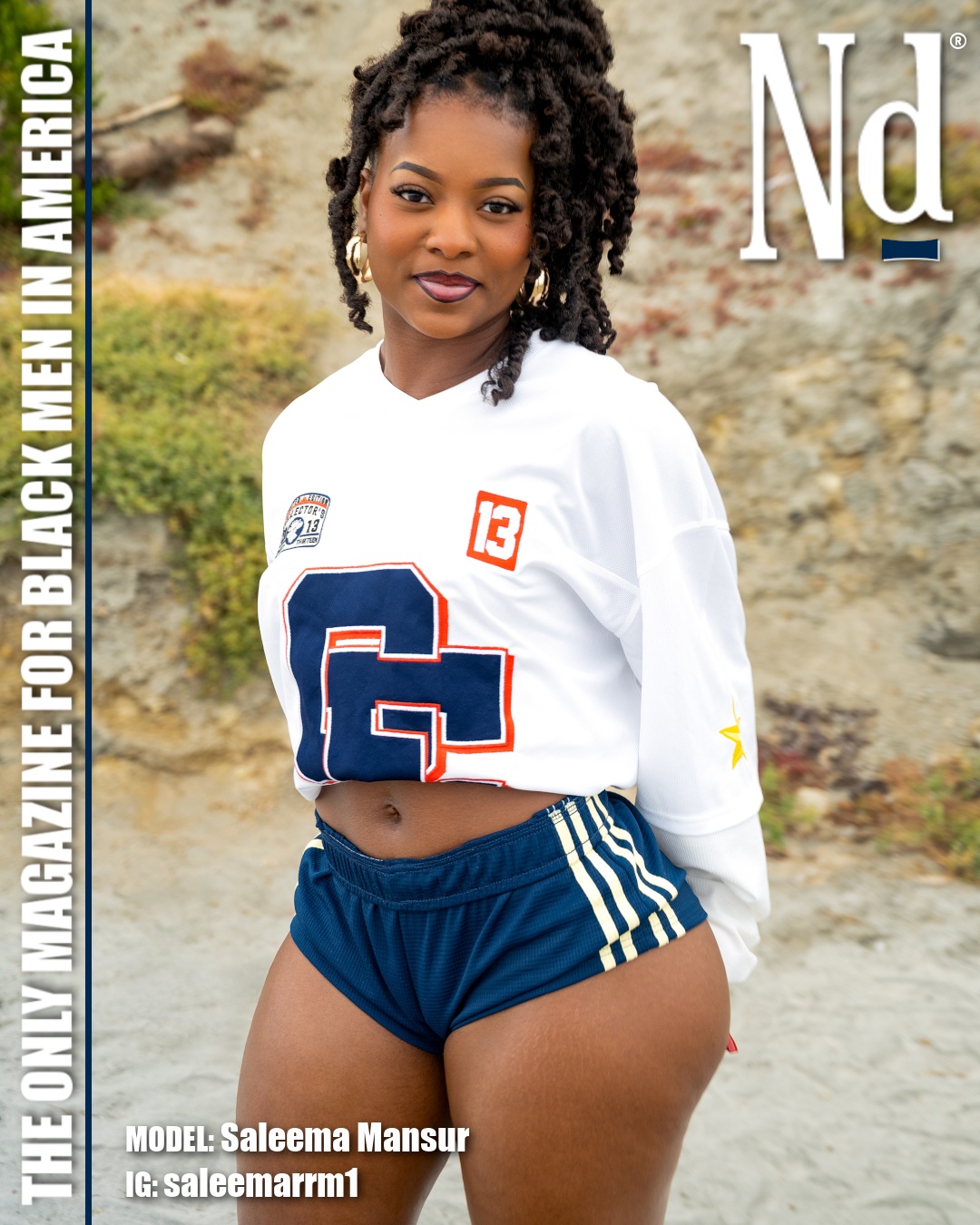 #NappyMonday Saleema looks extra cheeky in a sporty cropped jersey and barely-there navy shorts that put her gorgeous legs and curves front and center. Her glowing brown skin, natural locs, gold hoops and playful smile give this athletic look plenty of feminine swagger.
Model: Saleema Mansur
IG: @saleemarrm1
#NdFashion