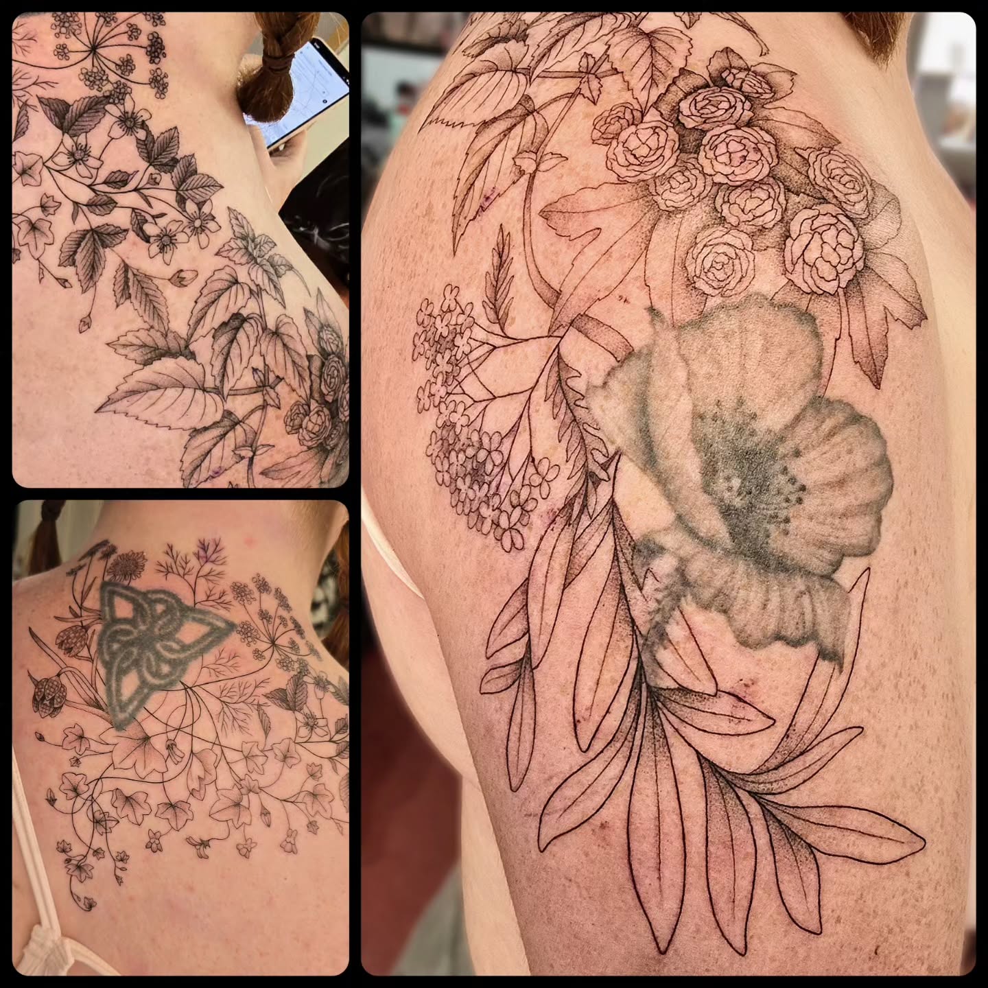 Tricky to get nice photos of this one! Added a whole bunch of my client's favourite foliage to join up two existing tattoos (not done by me) which we will rework next time π
.
.
.
#tattoo #art #floral #fineline #nature