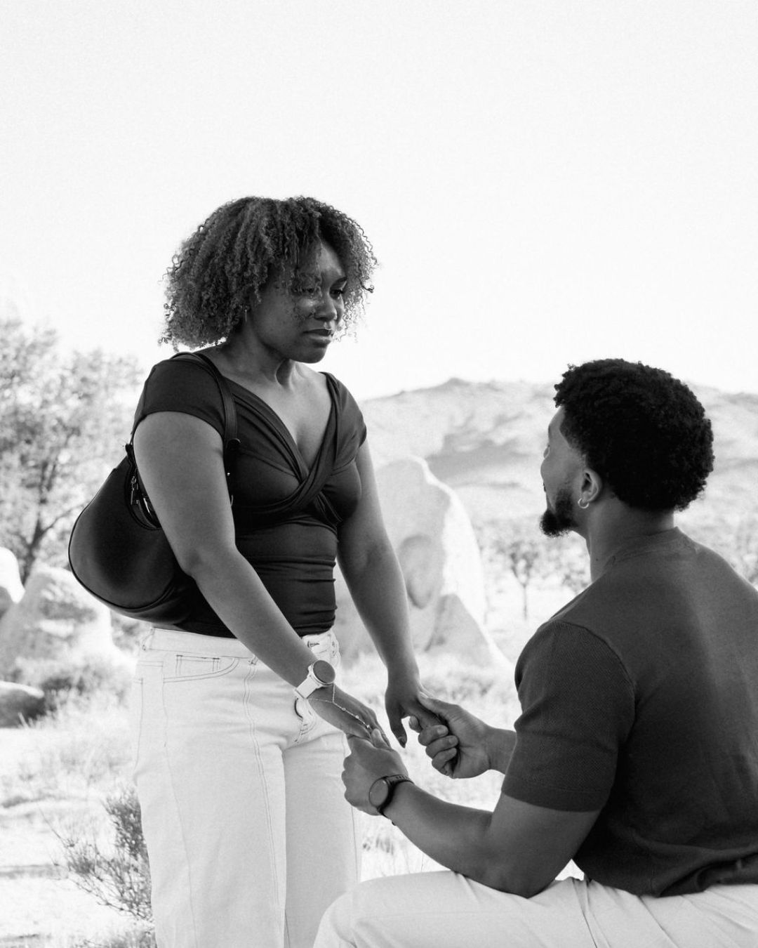 ->Joshua Tree Surprise Engagement
-> Three Stone Engagement Ring
This was such a fun engagement. I don't know how he got her to go hiking in nice clothes. They shared such a special vibe and she was SO happy. What a wonderful year so far. #joshuatreeengagement