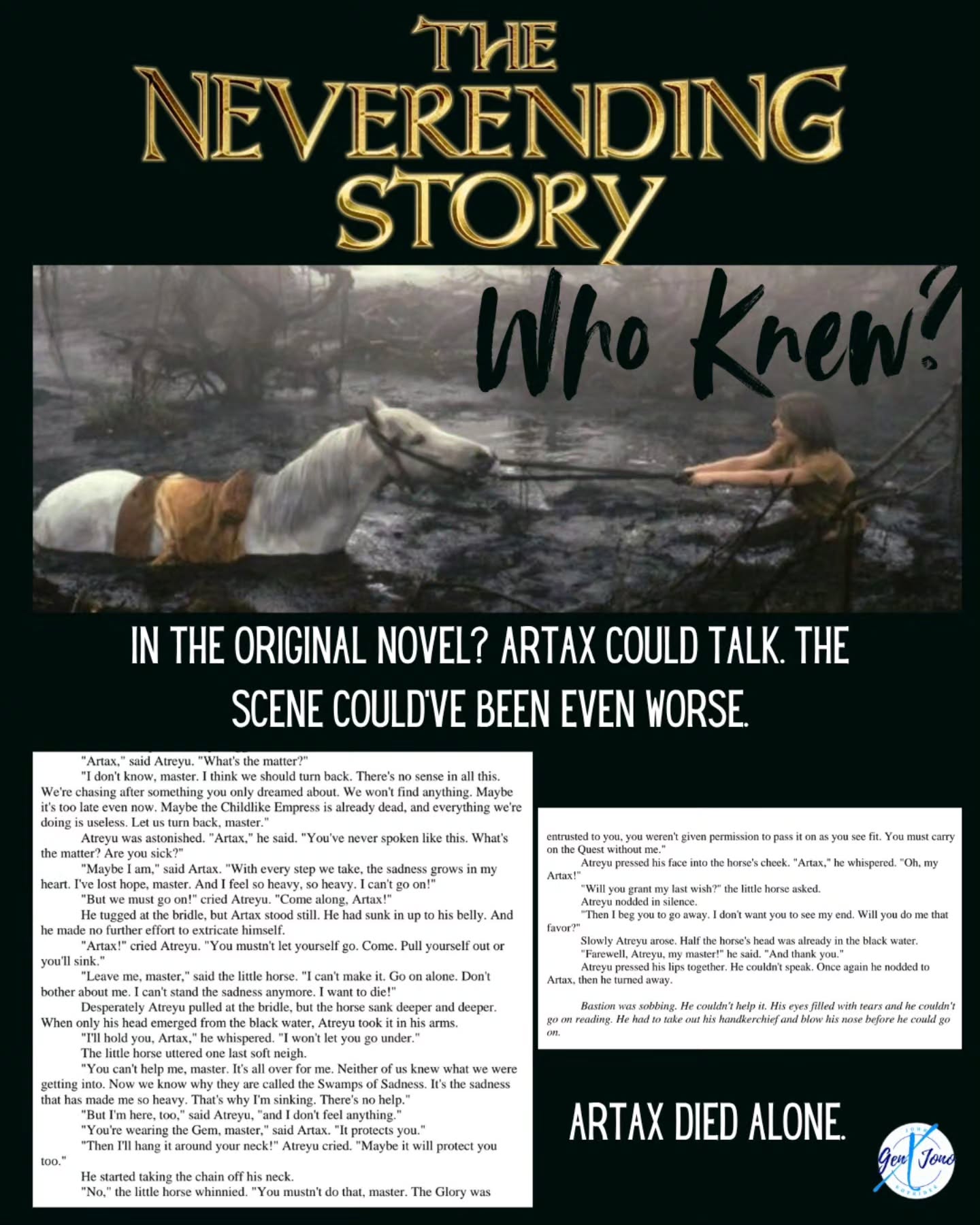 I recently met and interviewed Noah Hathaway and he shared with me this interesting little fact. And since I have to know...you have to know. 😊
#neverendingstory #artax #atreyu #80smovies #genx
