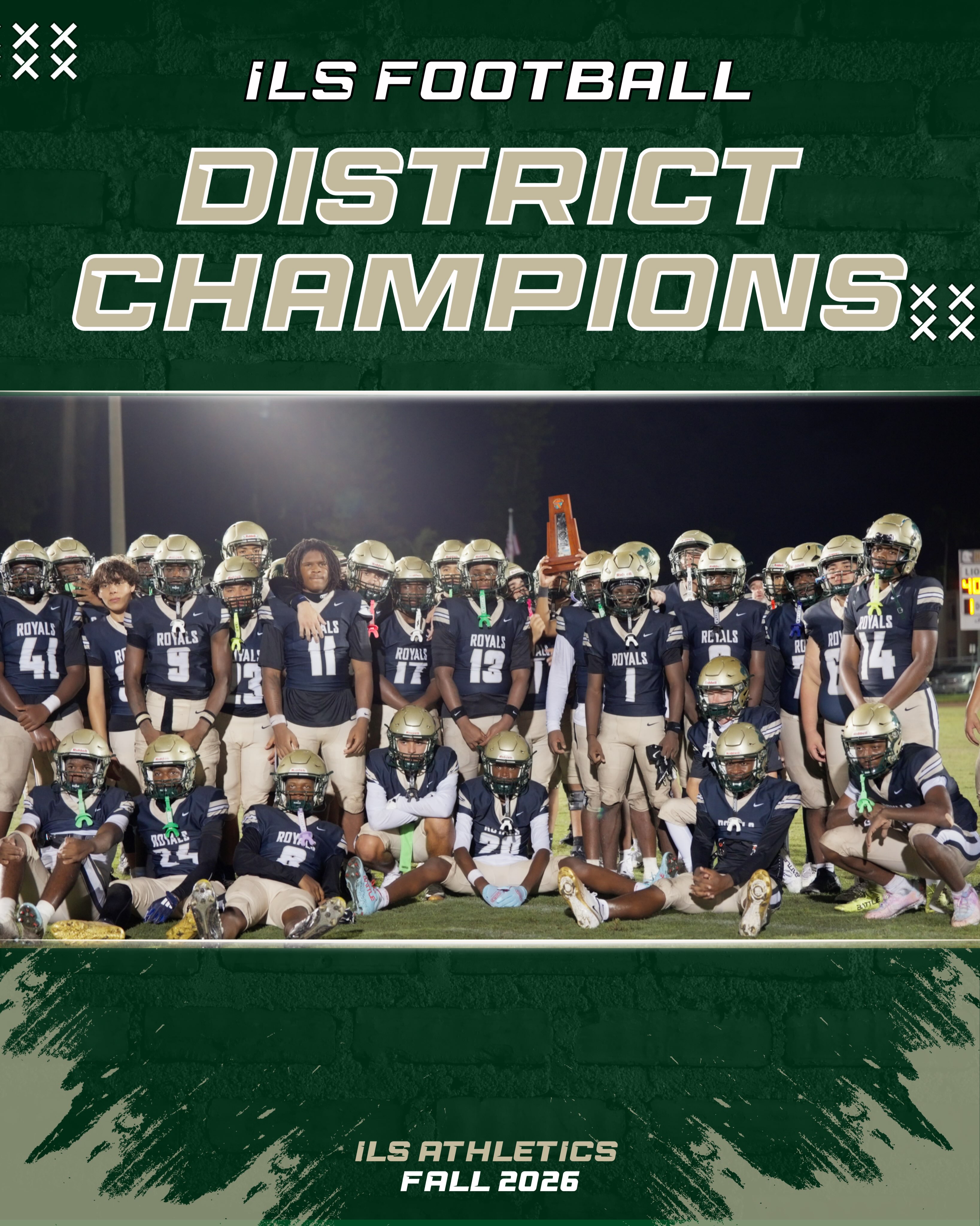 🏆 ROYALS ARE MAKING WAVES! 🏆
Congratulations to our ILS Football Team on becoming District Champions! 🏈🏆 What an incredible accomplishment!
Congratulations to all of our Royals athletes on an amazing week of hard work, dedication, and outstanding performances! 💚🦁 We are so proud of you!
#goroyals #ilsroyals #ilsathletics #RoyalPride