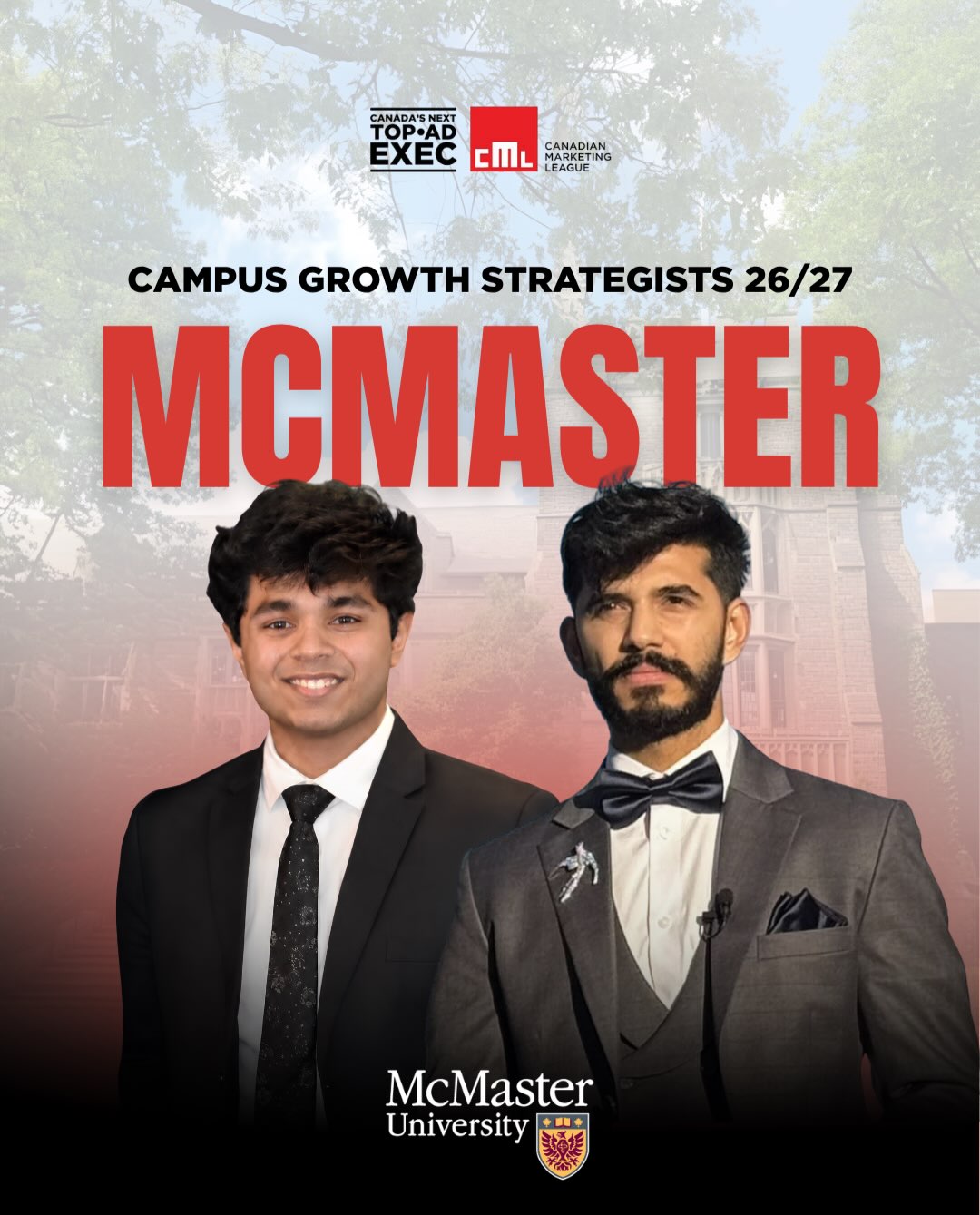 Meet the McMaster Campus Growth Strategists for Season 19! Swipe through to see who is driving the vision and leading charge at McMaster this year. 🦅
Where the future of marketing meets the future marketing 🏆 #marketing
We are thankful for the support from @microsoftcanada, Environics Research, Environics Analytics, @cmanxt, @nationalbankofcanada