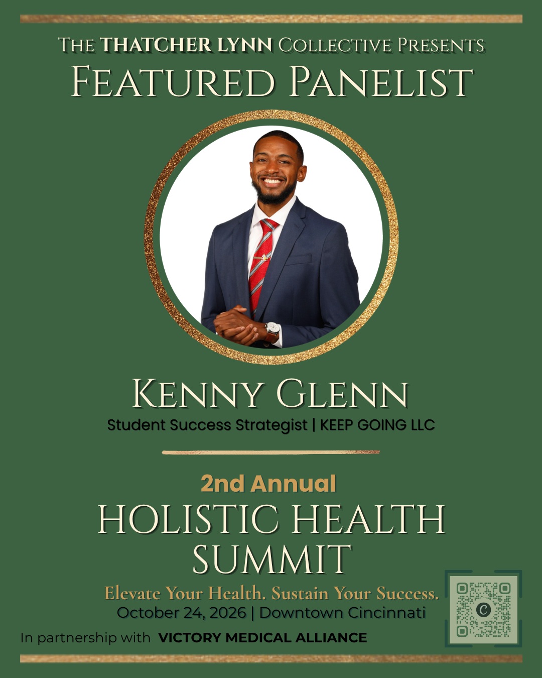 Sustainable leadership doesn’t start in the boardroom—it begins with how we are taught to navigate pressure, transitions, and expectations from a young age.
We are proud to welcome Kenny Glenn to the stage as a featured panelist on our Men’s Panel at the 2nd Annual Holistic Health Summit.
As a Student Success Strategist, youth advocate, and former top-ranked NCAA and professional athlete, Kenny deeply understands the weight of early achievement. Having graduated high school at just 16 before earning his Bachelor's and Master's degrees in Accounting from Miami University, he has lived the demanding realities of high-level performance.
Today, as the founder of KEEP GOING LLC and author of Question Everything, Kenny dedicates his work to equipping the next generation with the social-emotional foundation required for long-term success.
During our panel discussion on pressure and responsibility, Kenny will bring his unique perspective on what it means to navigate major life transitions, the silent pressure to constantly perform, and why building emotional confidence early is the key to healthy, grounded leadership later in life.
We want you in the room for this conversation. Reserve your seat for October 24th at the link in our bio.
