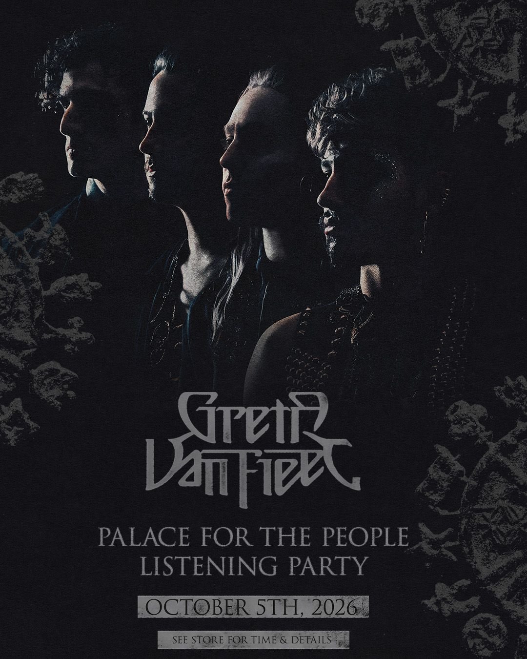 🖤Wanna hear the new Greta Van Fleet album, PALACE FOR THE PEOPLE, before the street date? Be here on Monday October 5th!
LISTENING PARTY
GREAT VAN FLEET
PALACE FOR THE PEOPLE
6PM MONDAY OCT 5
USED KIDS RECORDS
FREE ADMISSION/ALL AGES/NO TIX or RSVP req.
PARTY FAVORS:
🖤FOR THE FIRST PEOPLE IN LINE (WHILE SUPPLIES LAST): magnets
🖤FOR EVERYONE (WHILE SUPPLIES LAST): custom cardstock posters
🖤RAFFLE PRIZE: (NO PURCHASE REQUIRED / DRAWING HELD AT END OF EVENT /
MUST BE PRESENT TO WIN): autographed copy of the album.
See you here!
#listentogether #listentogretavanfleet