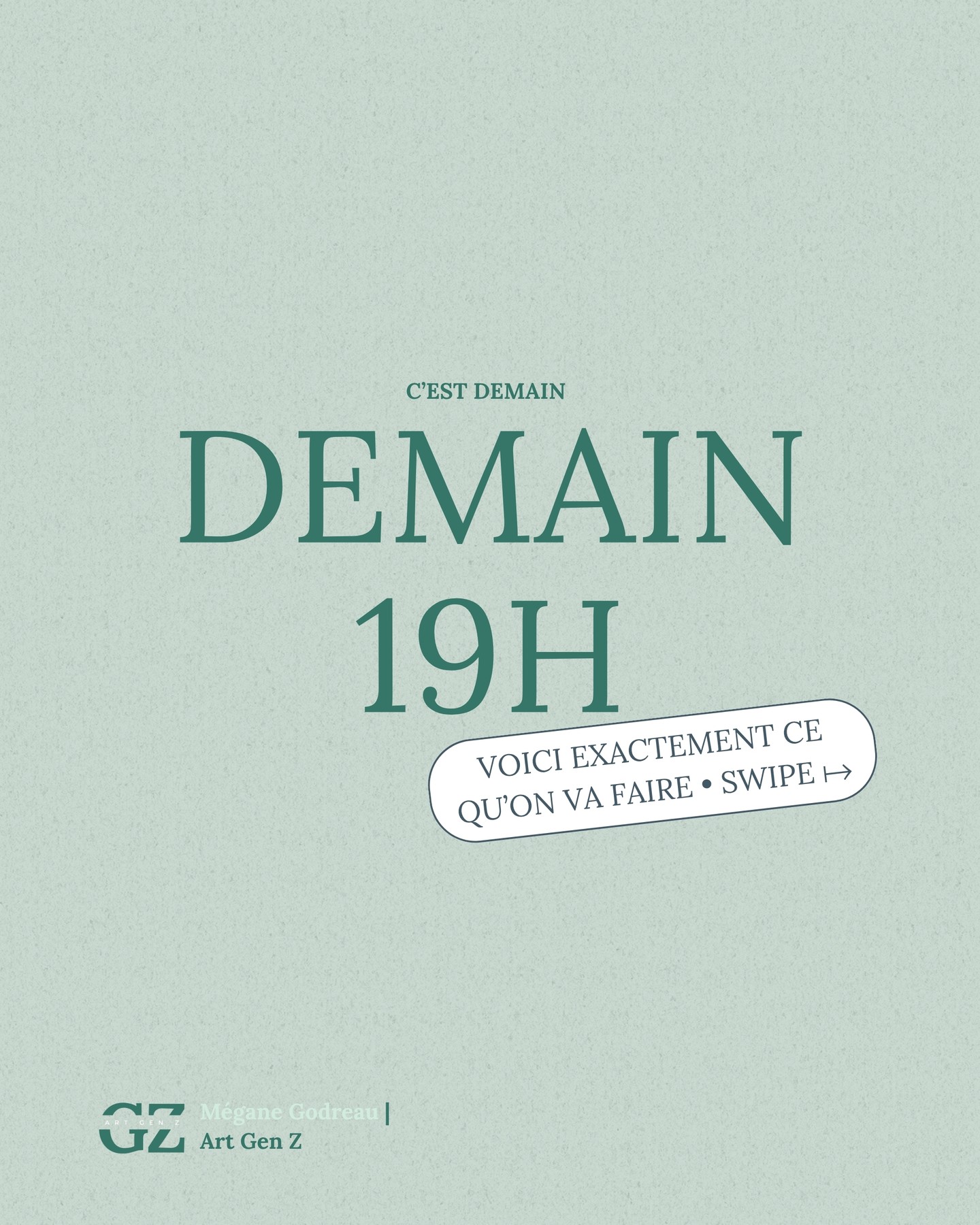 📋 Demain soir · 19h · en ligne · GRATUIT
Voici exactement ce qu'on va faire ensemble. Swipe 👉
Une heure. Trois blocs. Un plan à repartir avec.
Prépare-toi :
☕ Ton café/thé/verre d'eau
📝 De quoi noter
🎯 Ta plus grande question sur les réseaux
🌱 Ton envie de simplifier
Réserve ta place - lien en bio.
À demain! 💚
#demain #conferencegratuite #reseauxsociauxqc #entrepreneuriatqc #femmedaffaires #jourJmoins1 #artgenz