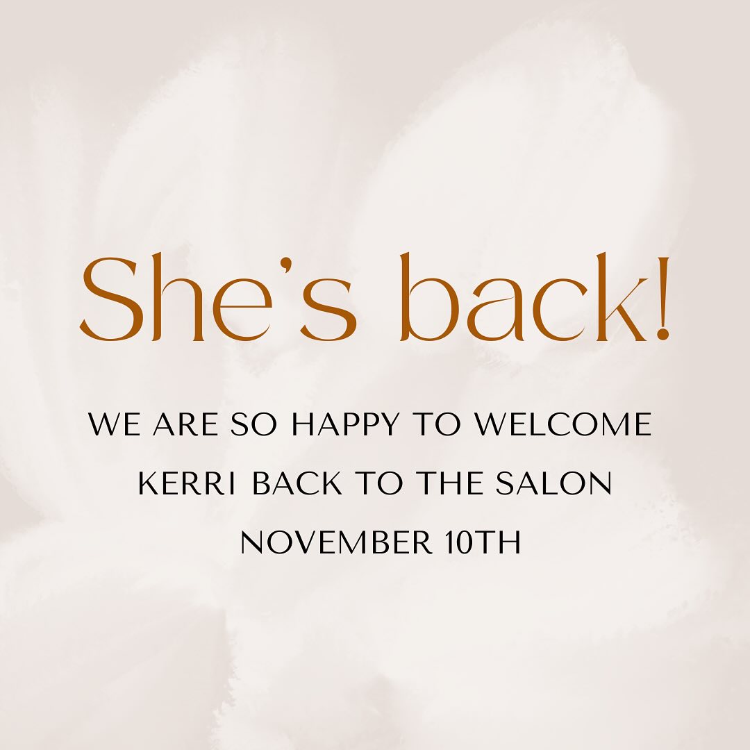 She’s coming back! 🤍 Kerri returns to the chair on November 10 and we couldn’t be happier to have her back✨. Her books are open now, so swipe for her hours and send us a message, call the salon, or click the booking link in profile to reserve your spot.
@kerriwhitee