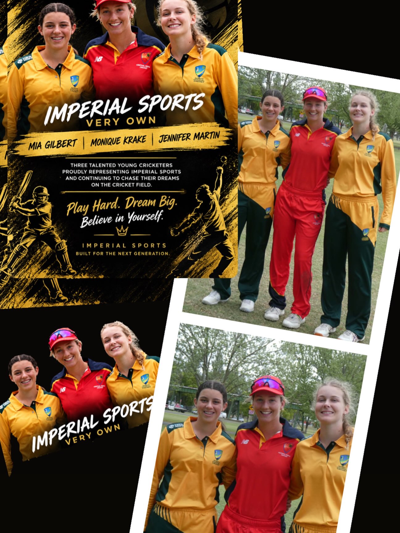 IMPERIAL SPORTS PROUDLY REPRESENTED
Imperial Sports very own — Mia Gilbert, Monique Krake & Jennifer Martin!
Three talented young cricketers representing Imperial Sports and continuing to chase their dreams on the cricket field.