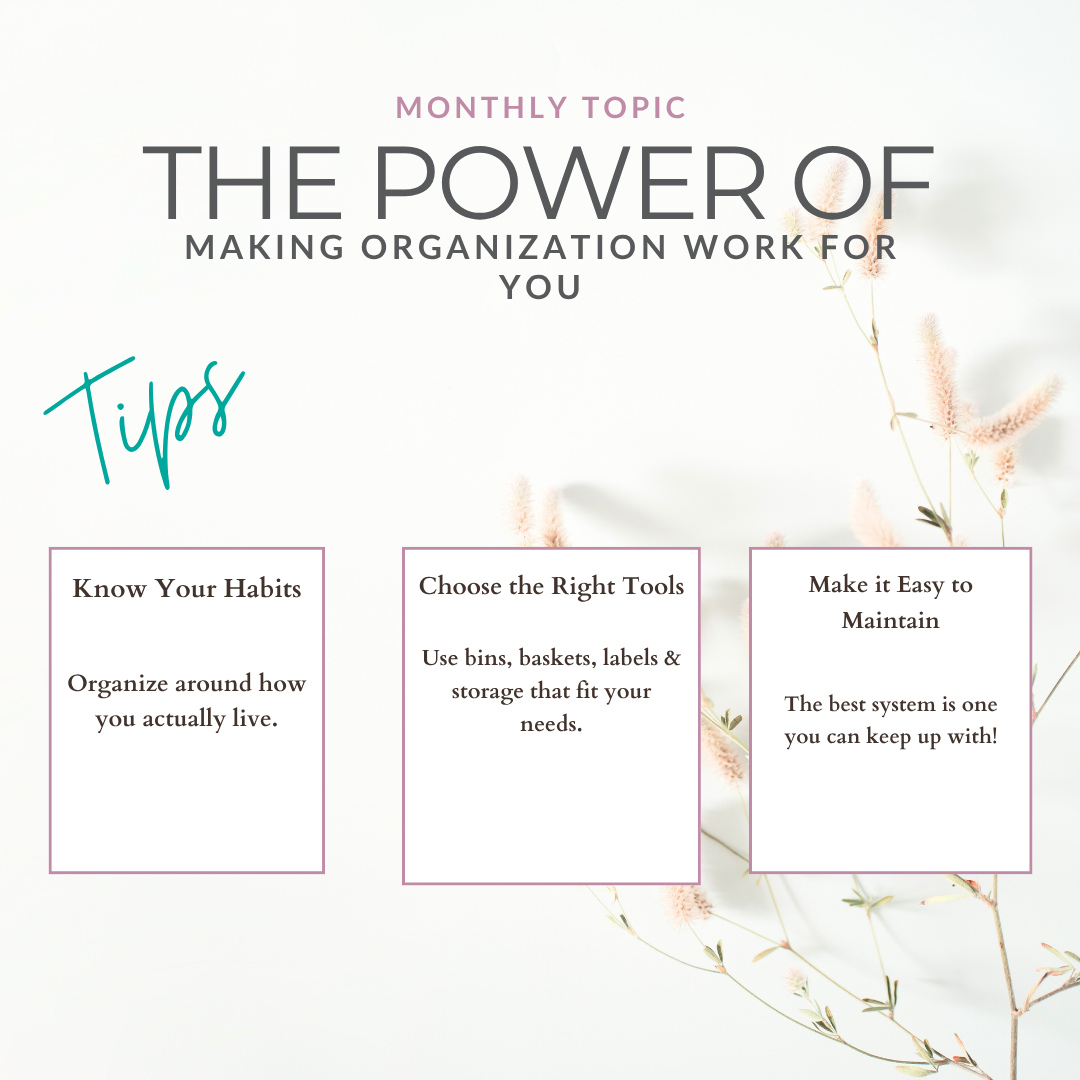 ⨠Organization has power when it works for YOU! āØā
ā
Thereās no one-size-fits-all approach to an organized home. Your routines, your space, your family, and even the way you naturally use your home should help shape your organizing system. š šā
ā
Try these 3 tips:ā
āļø Organize around your habitsā
āļø Choose tools that make sense for your spaceā
āļø Create systems that are simple to maintainā
ā
When your home is organized for the way you live, everyday tasks can feel a little easier and your spaces can work a whole lot better. šā
ā
#ThePowerOfOrganization #HomeOrganization #OrganizationTips #OrganizingTips #OrganizedHome #HomeOrganizing #FunctionalOrganization #CustomOrganization #ProfessionalOrganizer #OrganizationGoals #Declutter #SimplifyYourLife #OrganizedLife #HomeGoals #LifeSimplyOrganized